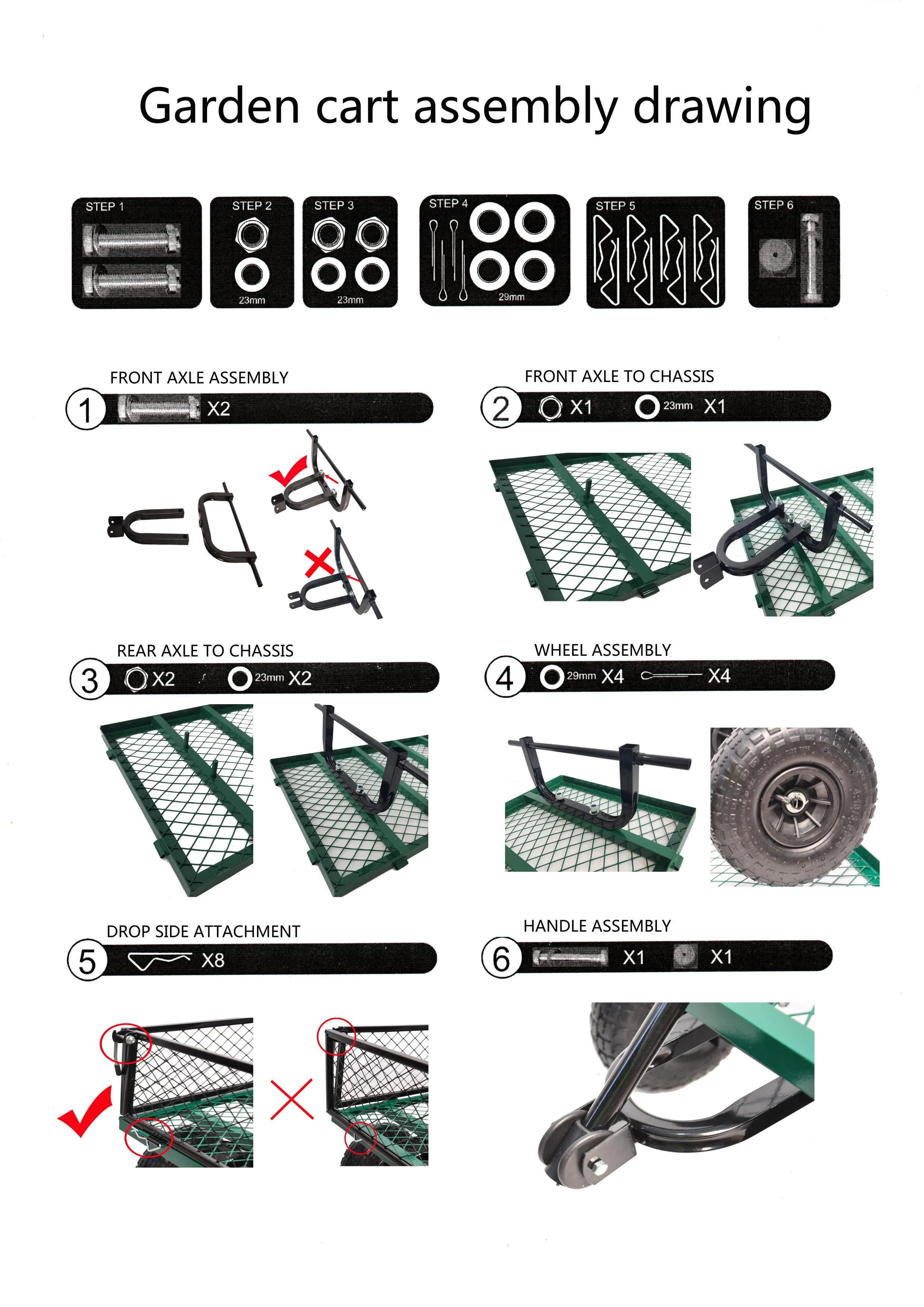 Versatile Garden Wagon Cart with Detachable Sides - 47.69 - Transport up to 550 pounds with ease