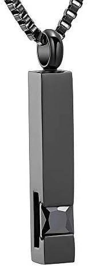 Crystal Cremation Urn Jewelry Cube Memorial Ashes Necklace Pendant Keepsake- Black Birthstone Series