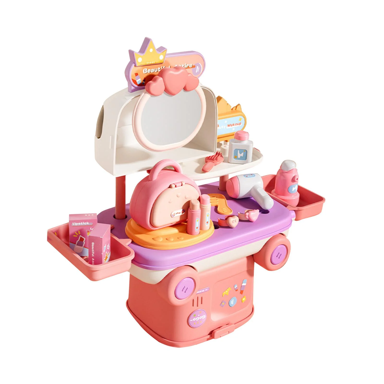 shamjina Kids Pretend Play Set Montessori Toy Easy to Store Portable Imaginative Play for Cosmetic Theme