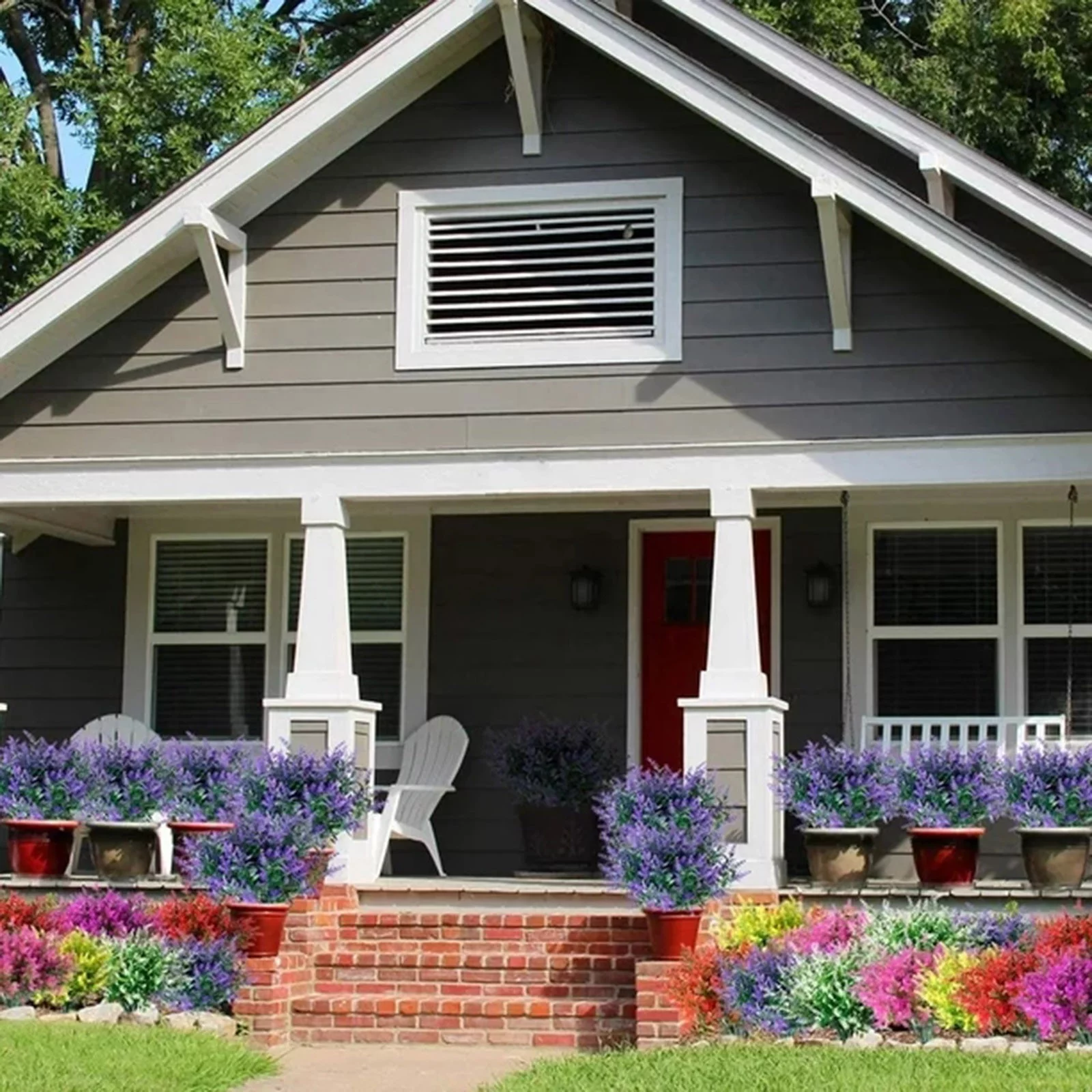 NLLSHGJ 8 Bundles Artificial Lavender Flowers Outdoor Flowers No Fade Garden Porch Window Box Decorating (Purple)