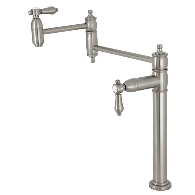 18.38 in. Heirloom Deck Mount Pot Filler, Brushed Nickel