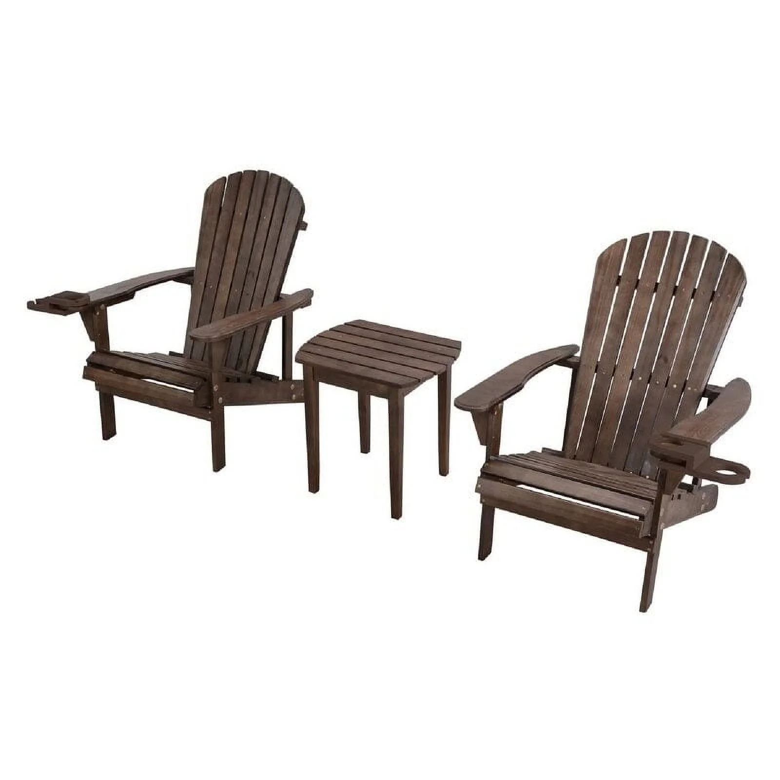 Earth Collection Adirondack Chair with phone and cup holder (2 Chairs and End table set) Red