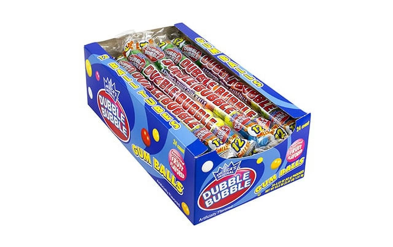 Dubble Bubble Gum Ball Tubes Assorted, 24 Count