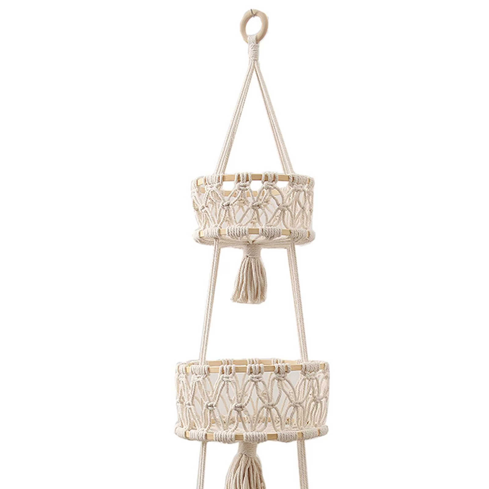 Macrame Hanging Basket, Fruit Hanger Hanger Fruit Basket Pot - Wite 3 Tiers