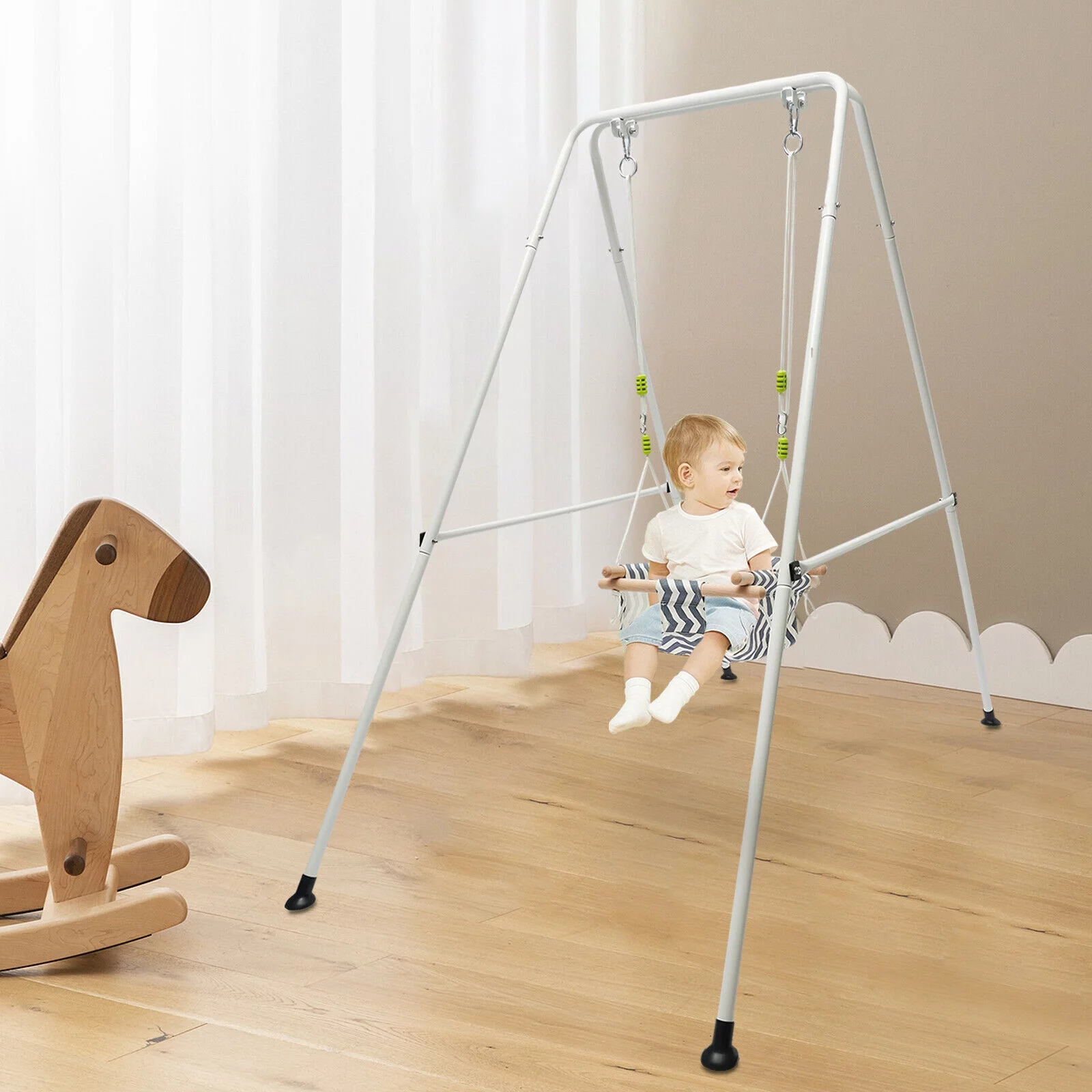 Baby Swing Set for Home Backyard Kids Playset Heavy Duty A-Frame Metal Stand