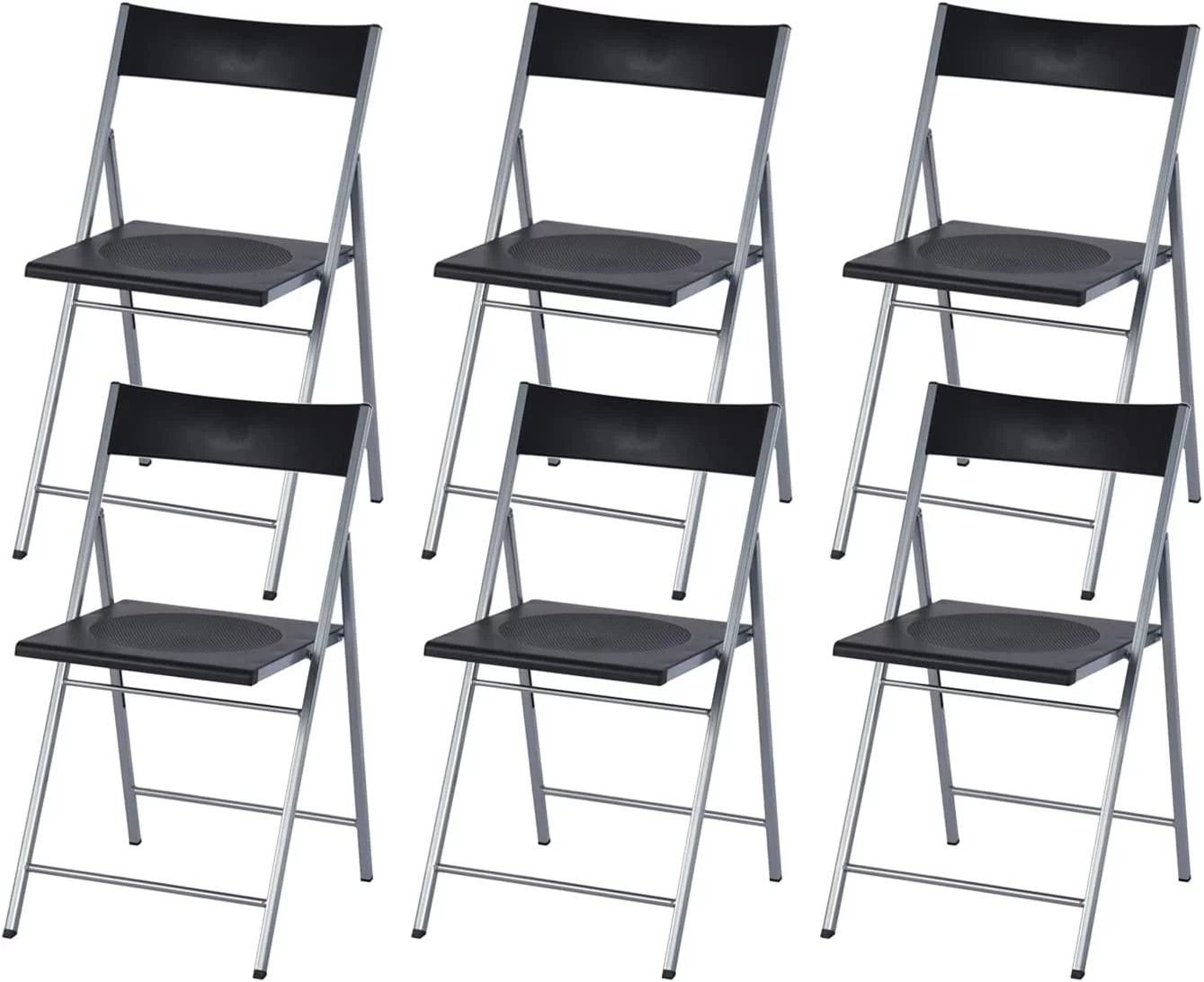 CHYTRV Foldable Portable   Waiting Room Chairs for Home Office Living Meeting Reception Room Party Poker Stackable Conference Chairs  Black (Set of 6)