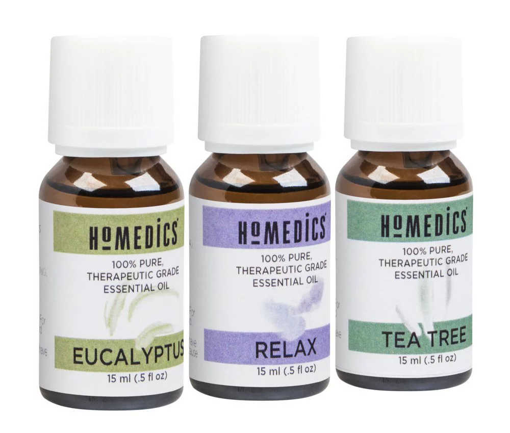HoMedics Relax Sampler Therapeutic-Grade Essential Oil Eucalyptus Tea Tree & Relax Blend 0.5 oz. 3