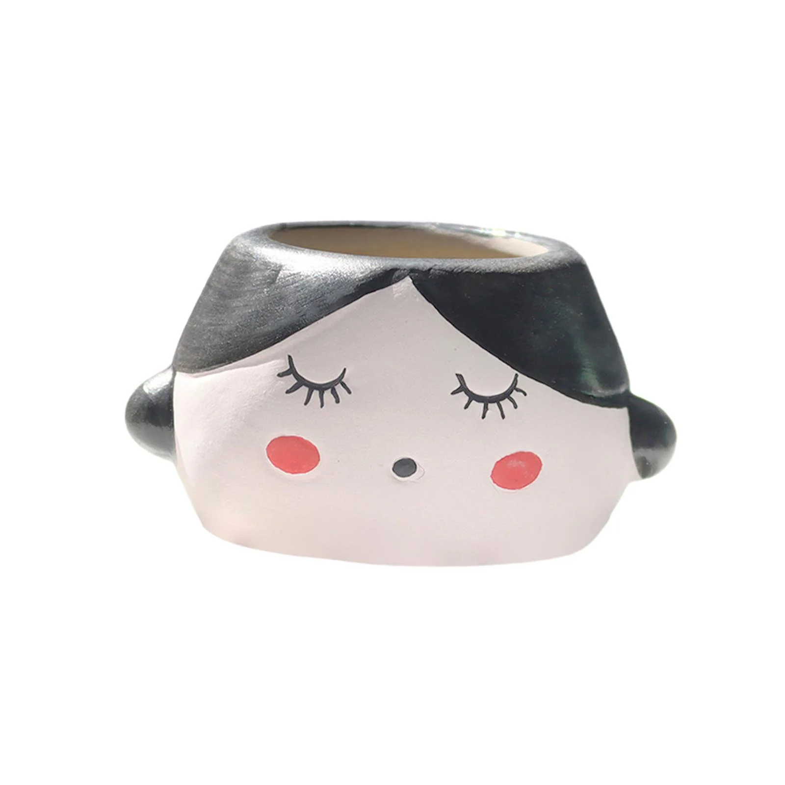 SunniMix 5xGirl Flowerpot Ornament Ceramic Head Planter Pot for Office Windowsill Table