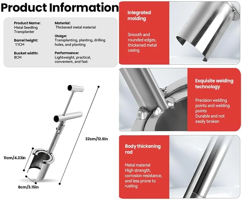 Plant and Fruit Tree Seedling Transplanter,2024 New Bulb Planter Tool Carbon Steel Seed Planting Tools with Long Handled Soil Sampler Lawn Aerator for Planting Digging Transplanting