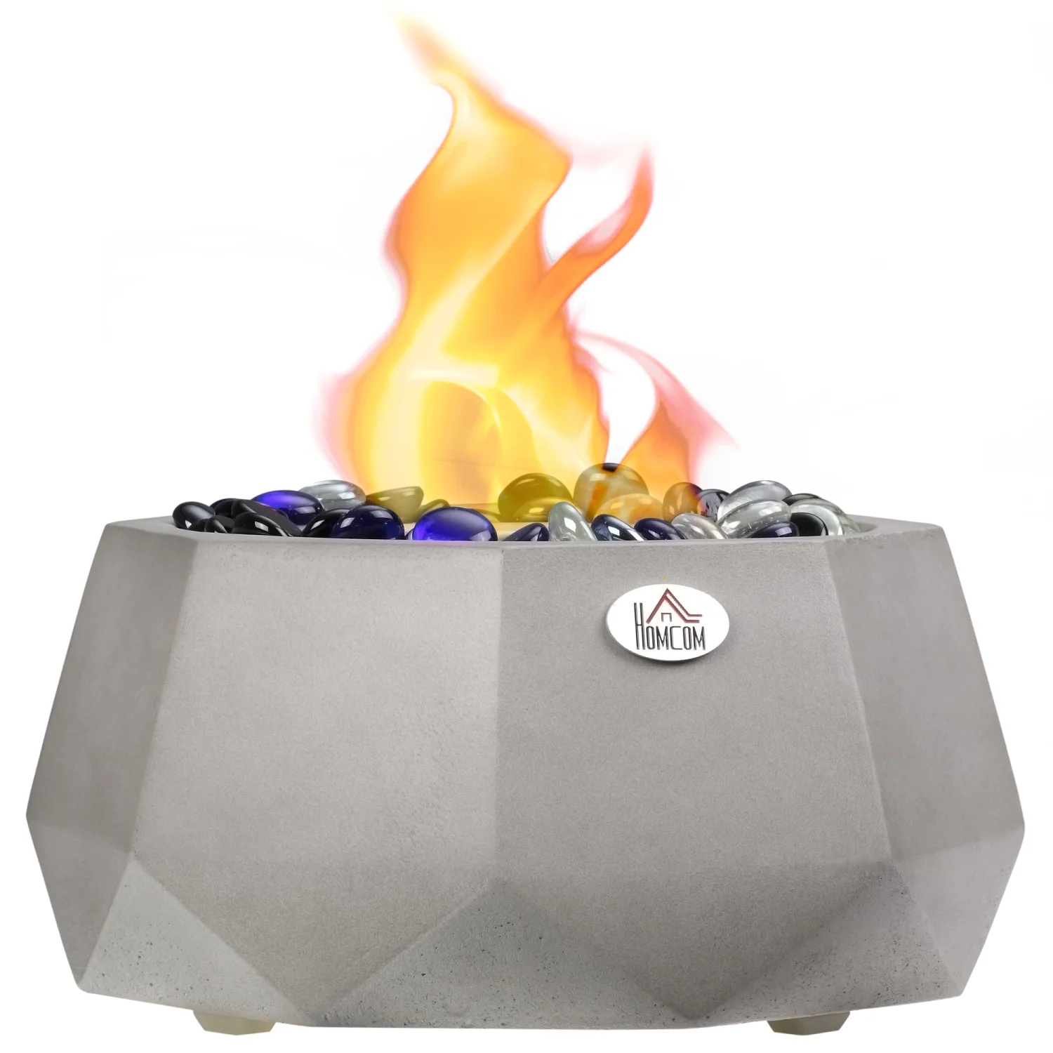 JHOOTUUO Concrete Tabletop Fireplace  9” Portable Alcohol Fireplace with Lid for Indoor and Outdoor  0.1 Gal Max 215 Sq. Ft.  Burns up with Liquid Alcohol and Solid Alcohol  Light Grey