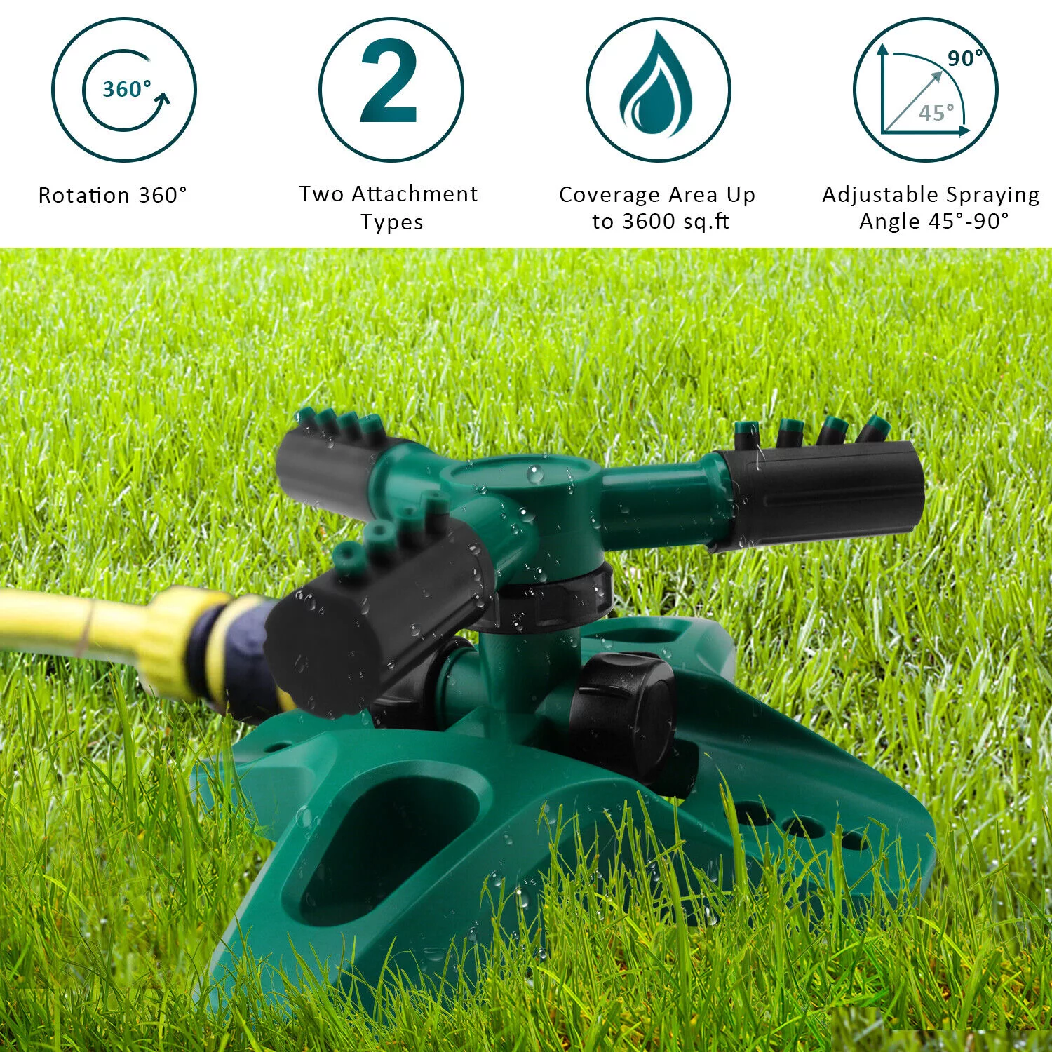 Garden Lawn Sprinkler 3Auto Spray Grass Watering Irrigation System Patio Yard