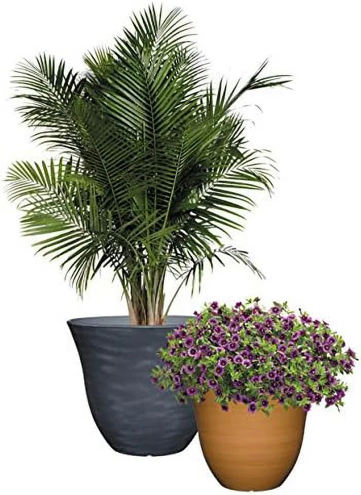 honeysuckle resin flower planter, zinc grey, 15