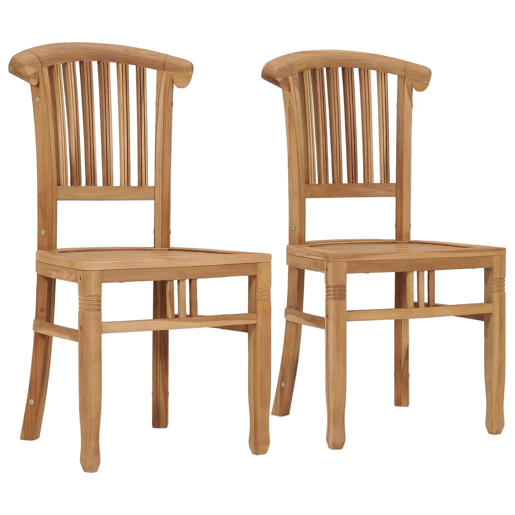 Tomshoo Patio Chairs 2 pcs Solid Teak Wood