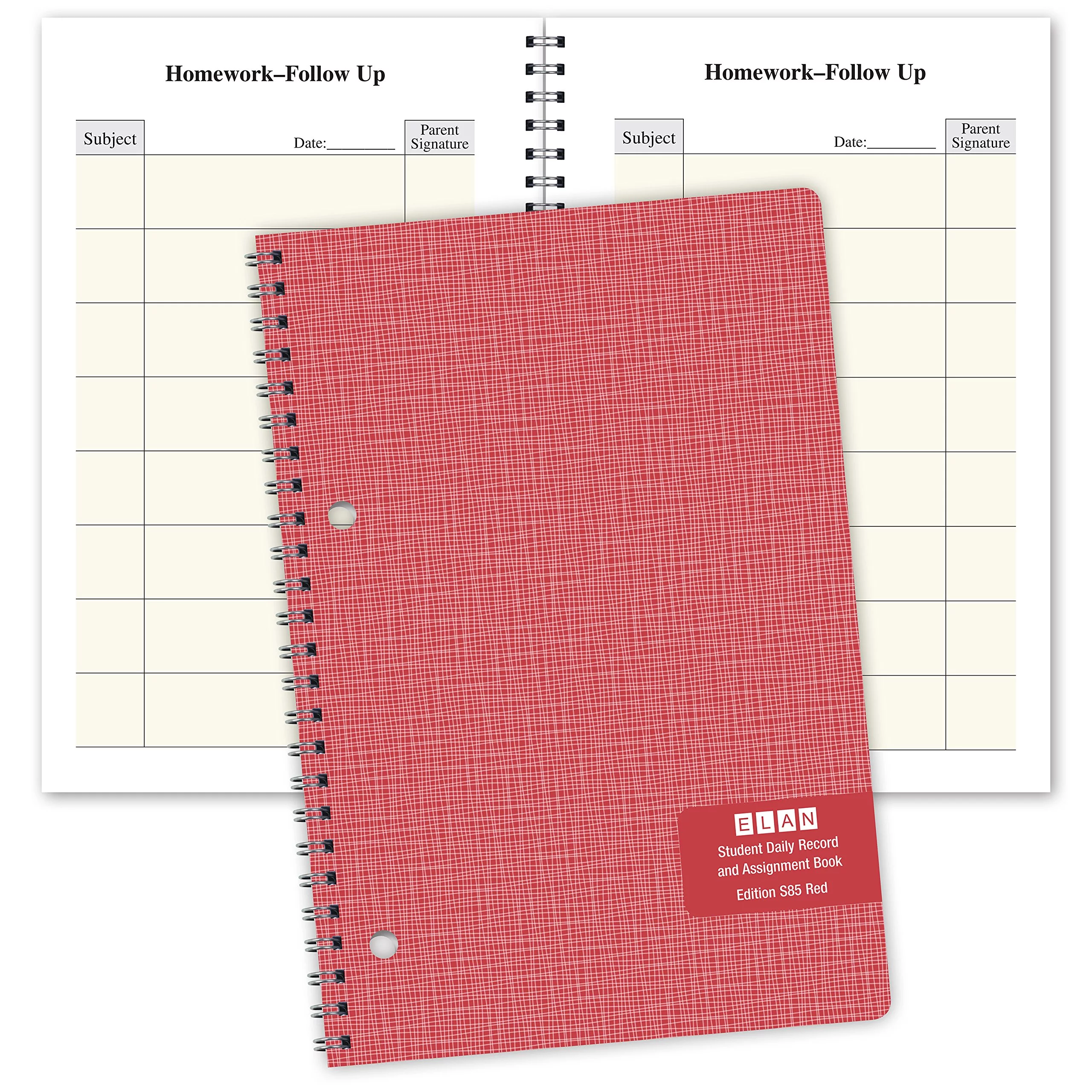 Student Teacher Homeschool Undated Planner Daily Format for Elementary School, 5.5 x 8.5, Yearly Calendar by Elan Publishing Company, S85-Red