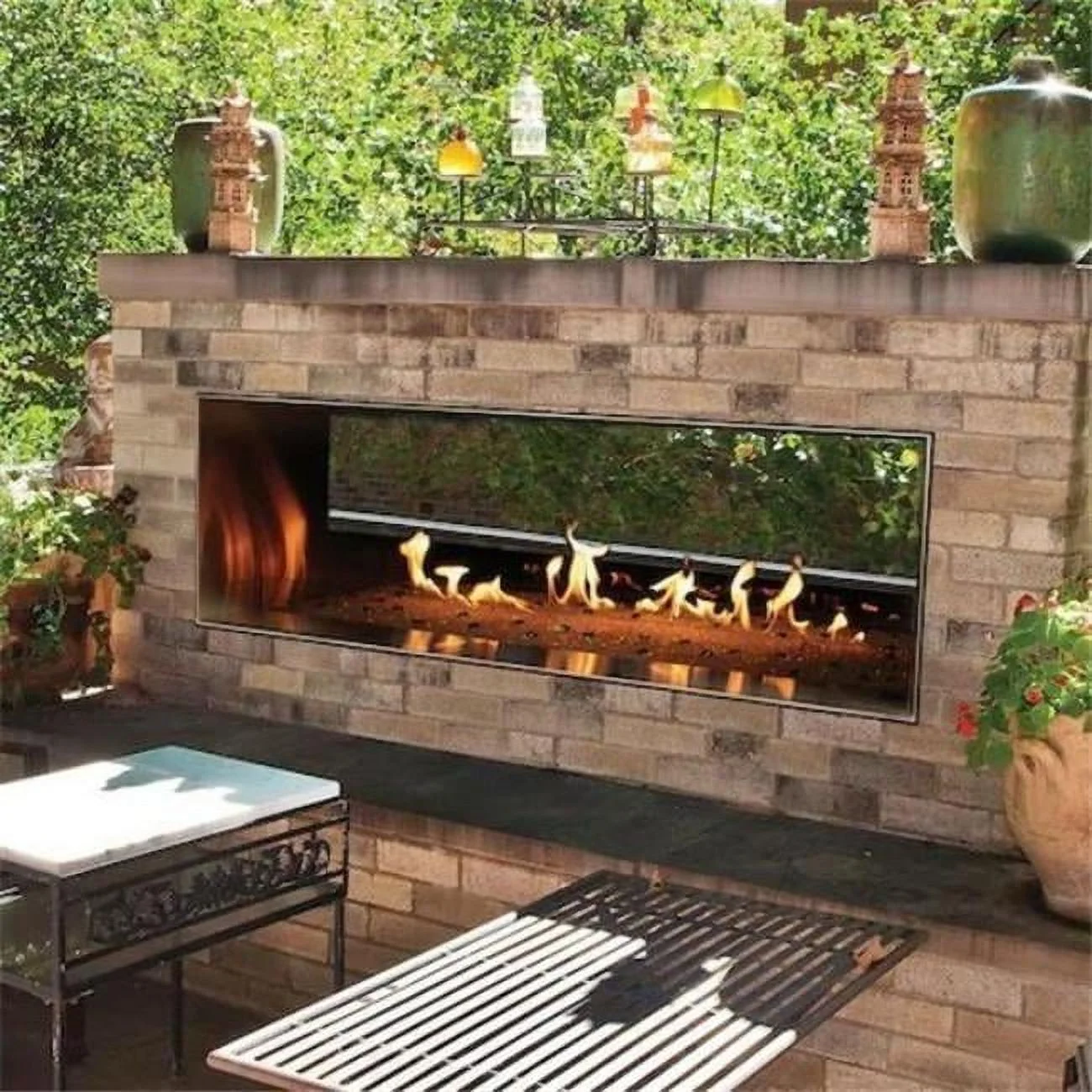 60 in. Stainless Steel Manual Linear Outdoor Fireplace