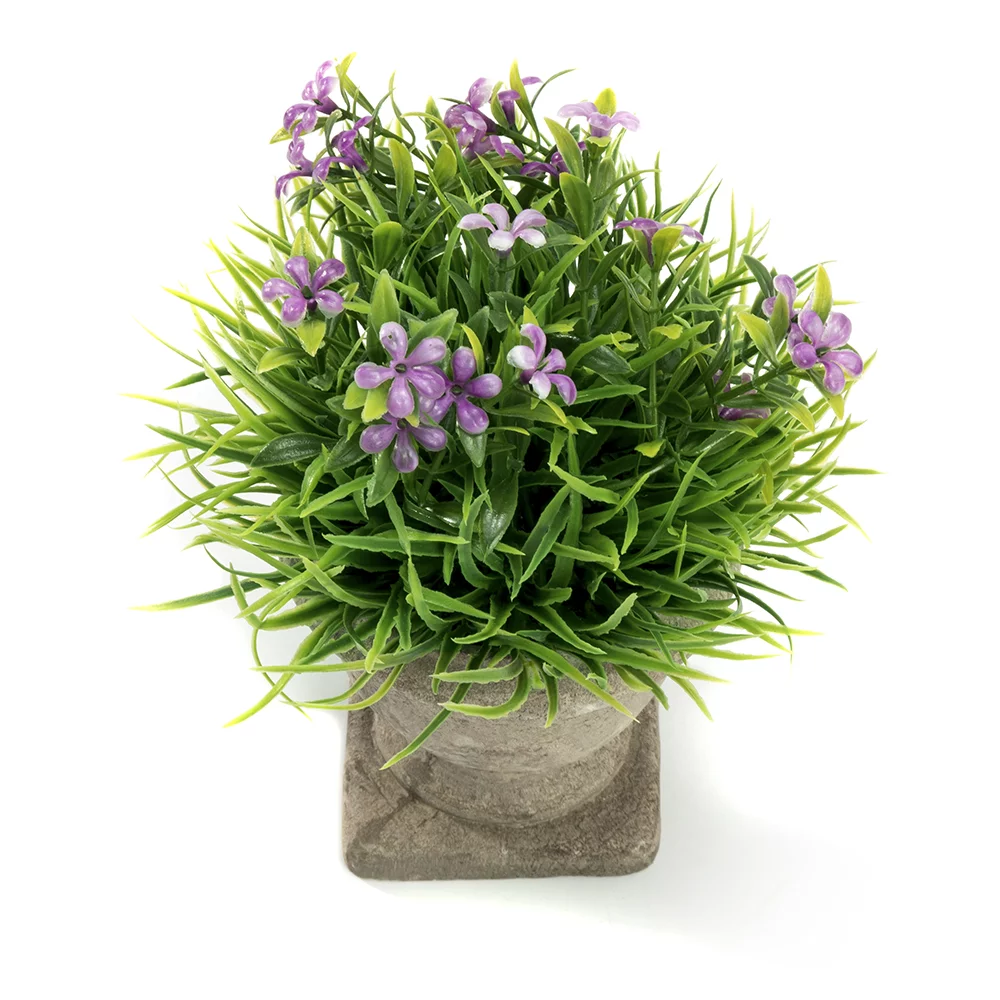 K-Cliffs Mini Artificial Purple Flowers in Trophy Design Paper Pulp Pot,Dimensions: Overall- 6.3Dia x 6.7H inches; Pot- 3.5Dia x 3.5H inches