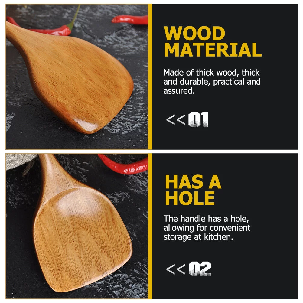 Face Spatula Ramen Cooker Kitchen Tools Handle Cooking Shovel Wooden Old Painted Round Spoon Ceramics