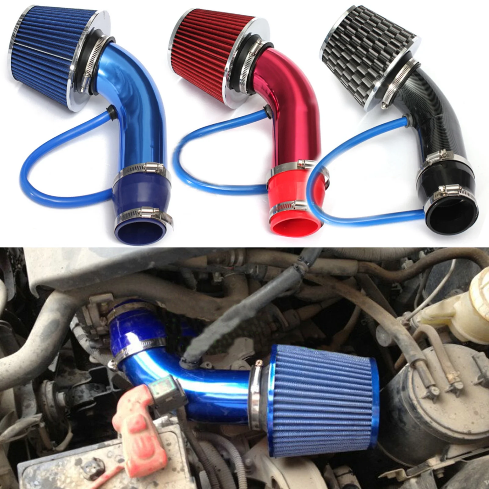 Air Intake,Filter Induction Pipe 64-76mm/3'' Pipe Air Intake Car Cold Air Universal Car Cold Induction Pipe Intake Filter Induction Intake 64-76mm/3 Universal Huiop Car Air