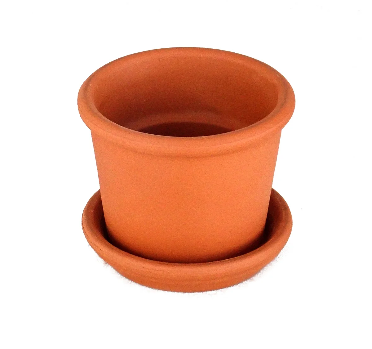 Deroma 211519 3.4 x 0.6 in. Terracotta Clay Round Water-Resistant Saucer, Red