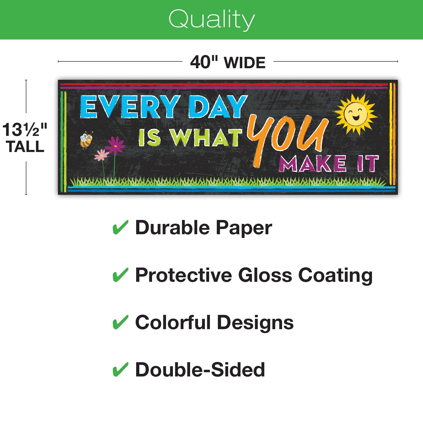 Excello Global Products Set of 11 Motivational Classroom Banner Poster Decorations - Extra Large 13.5