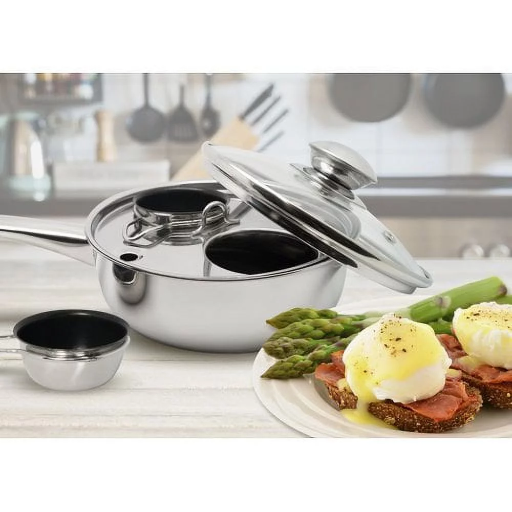 Cook Pro 2 Cup Stainless Steel Nonstick Egg Poacher