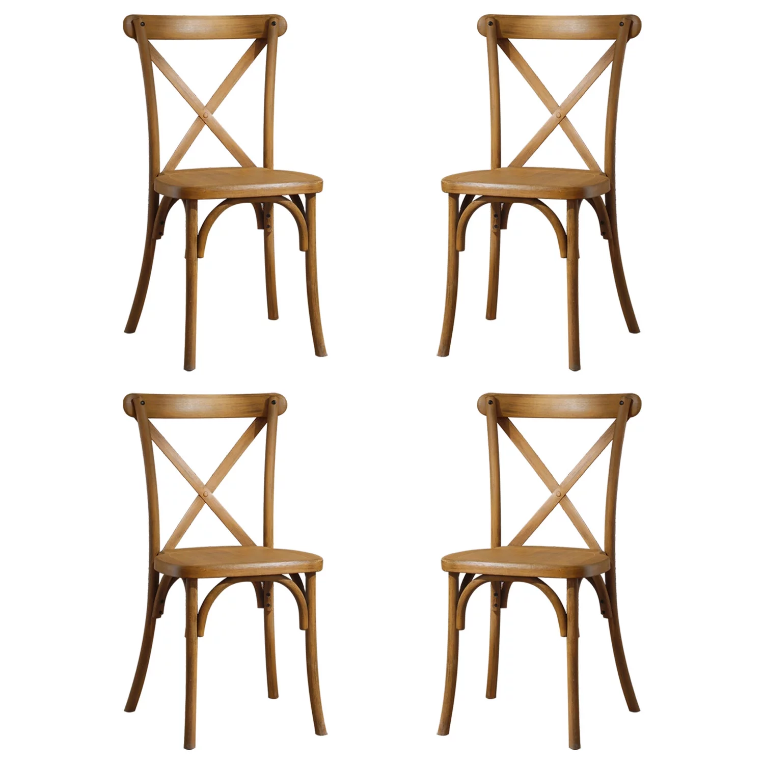 CoSoTower 4-Pack Resin X-Back Chair, Natural