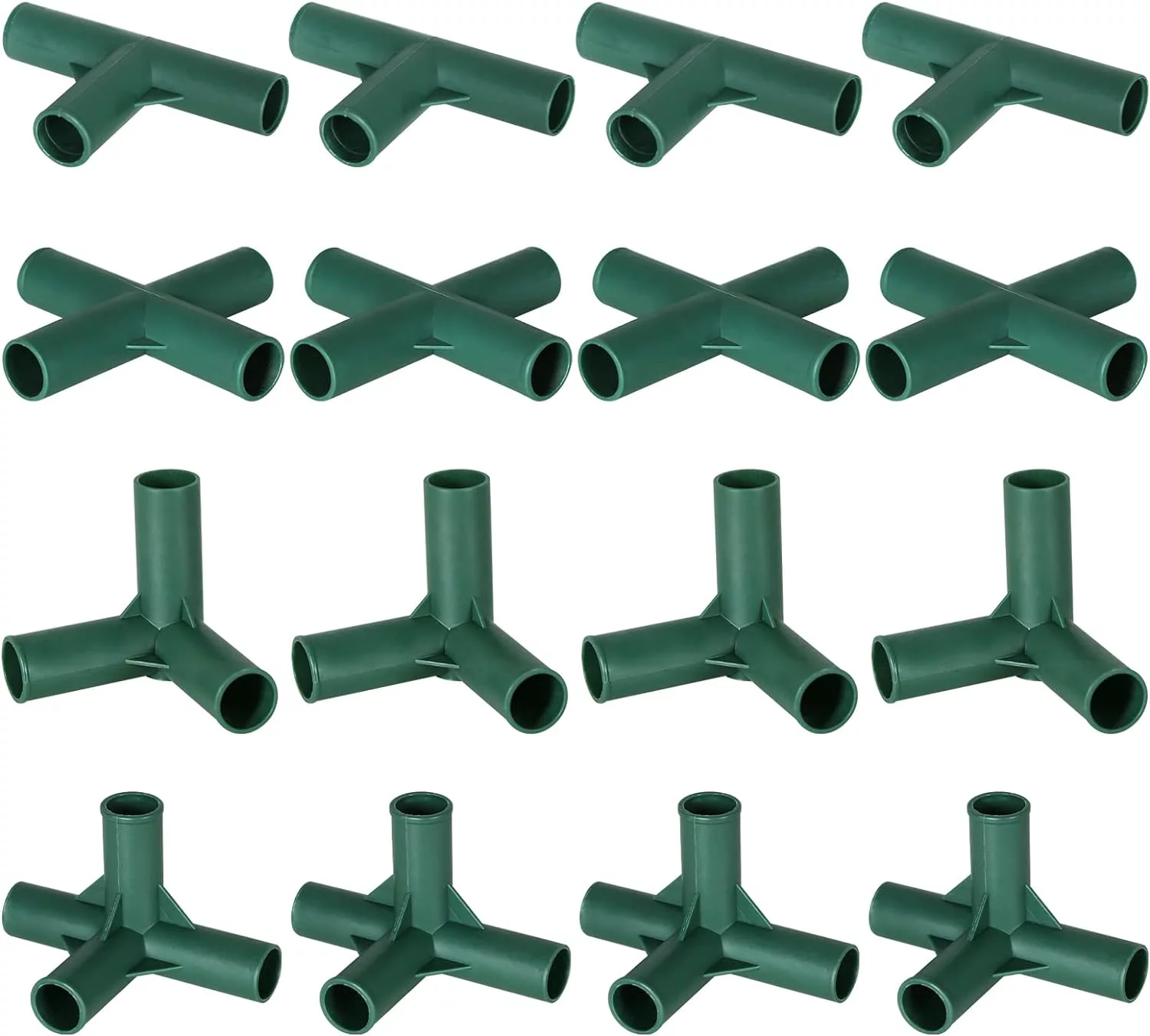 EAGLE PEAK Pack of 16pcs 4 Types Greenhouse Frame Connectors 0.63 in, PVC Pipe Joint for Flower Stands Gardening Frame Construction