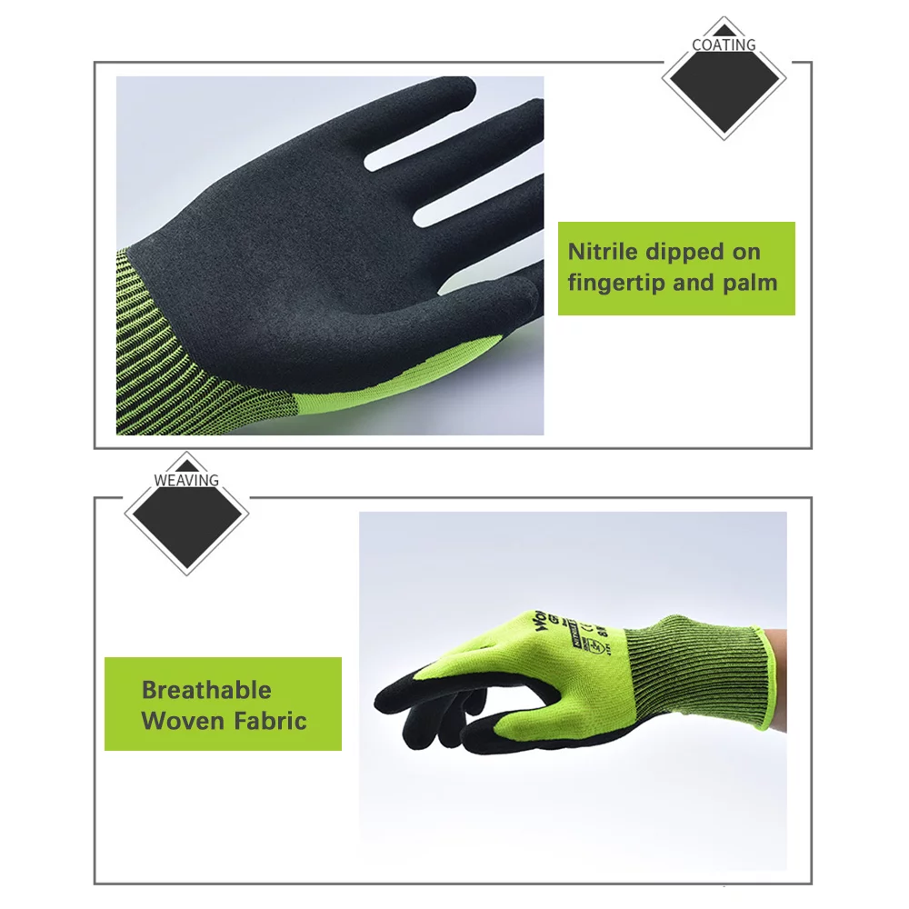 Wonder Grip Universal Nitrile Rubber Gardening Gloves Household Cleaning Gloves Light-duty Safety Work Gloves Breathable for Men Women with Elastic Wrist, XL Size