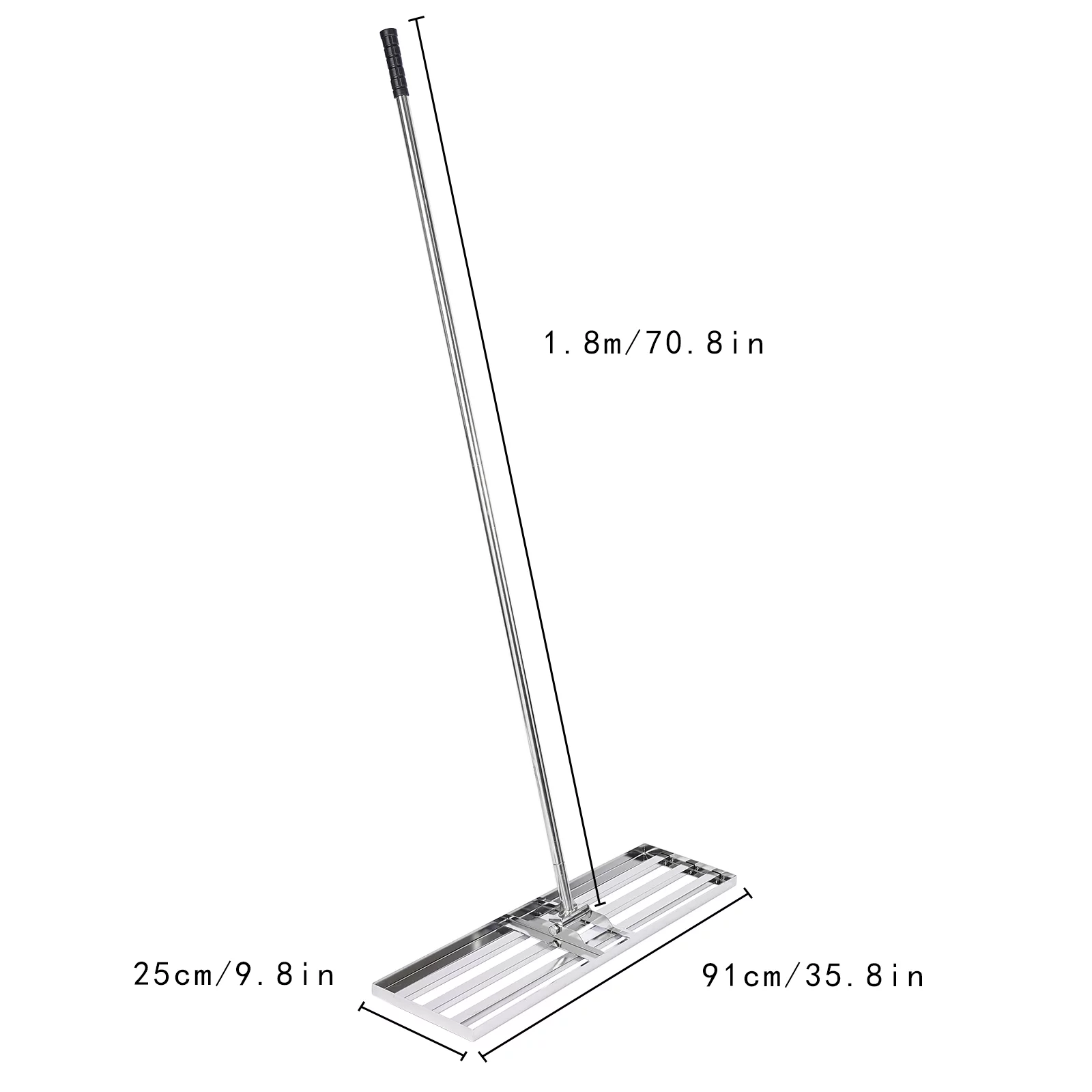 Aiqidi 36x10 Inch Leveling Lawn Rake Stainless Steel Soil Lawn Leveler Tool with 5.9Ft Adjustable Handle for Garden Yard Farm Golf Course