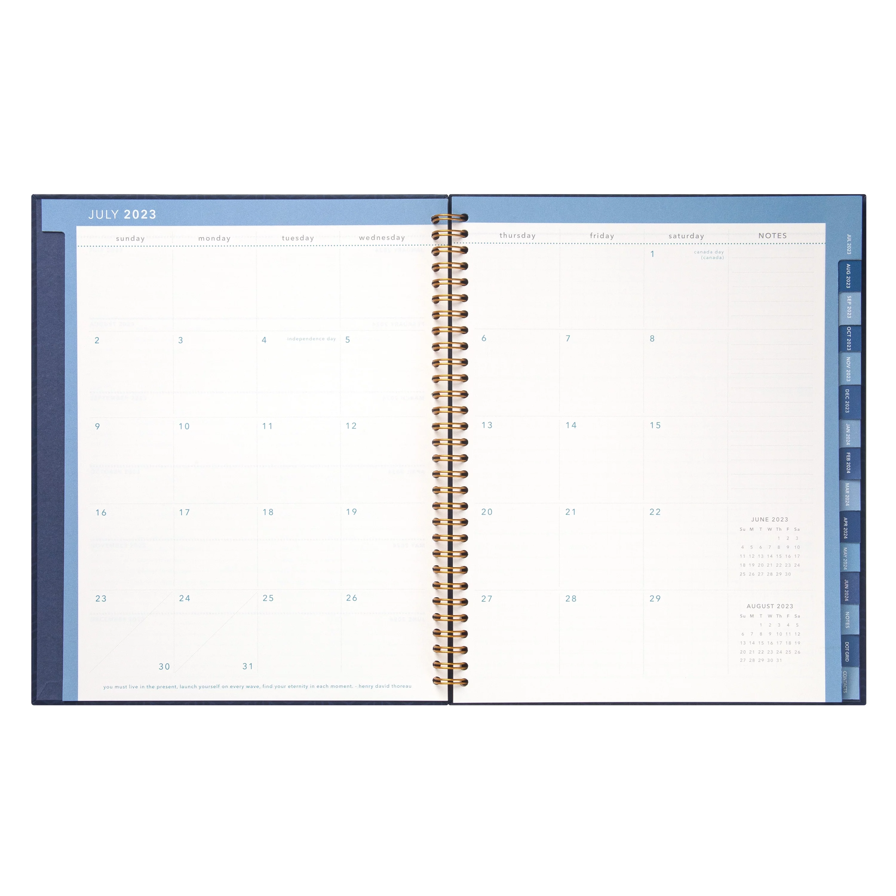 2023-2024 Mintgreen Weekly/Monthly Spiral Planner, 8.5