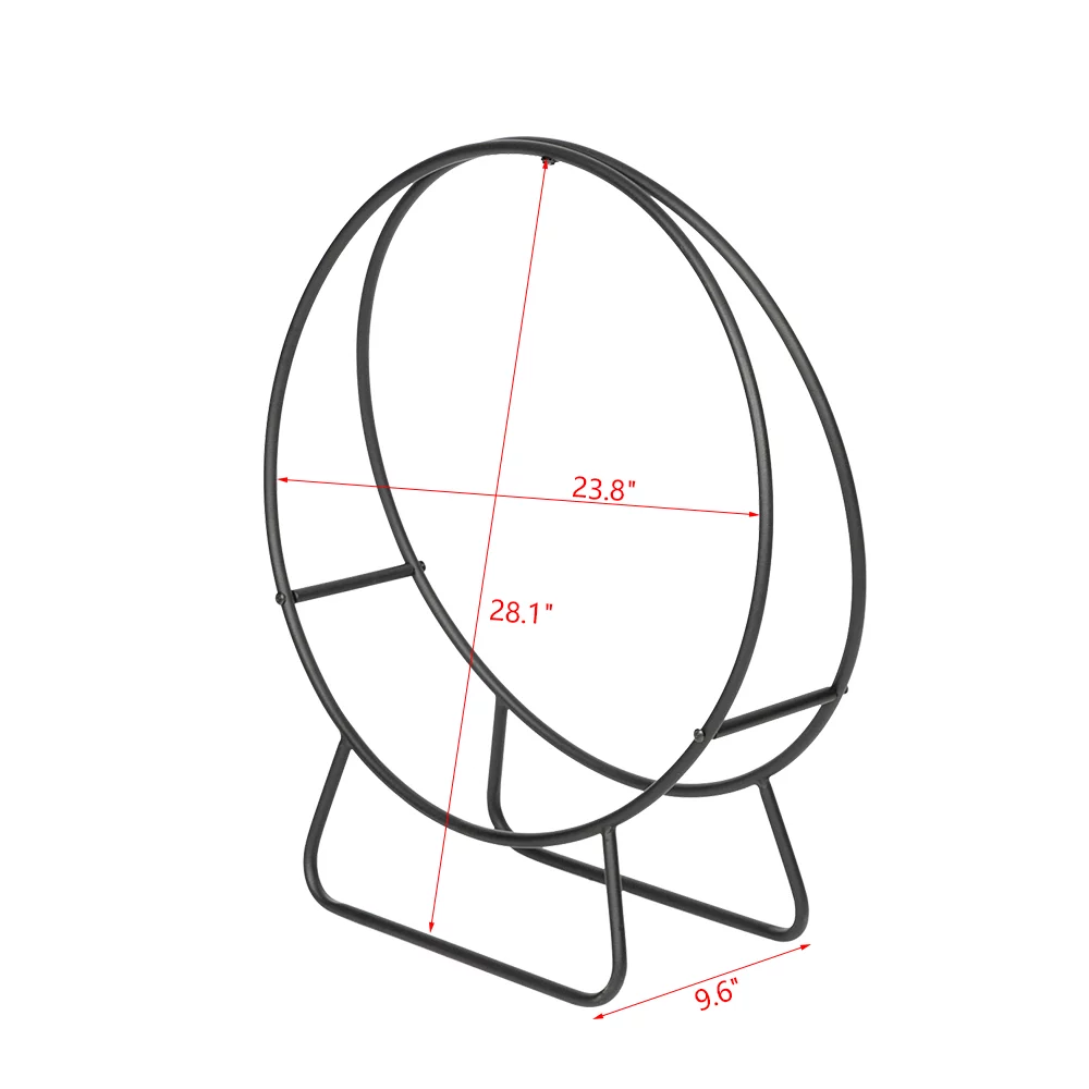 Arrow Style Indoor and Outdoor Black Sand Pattern Single Layer 4 Feet Long 24 Inches High Iron Fireplace Firewood Stand