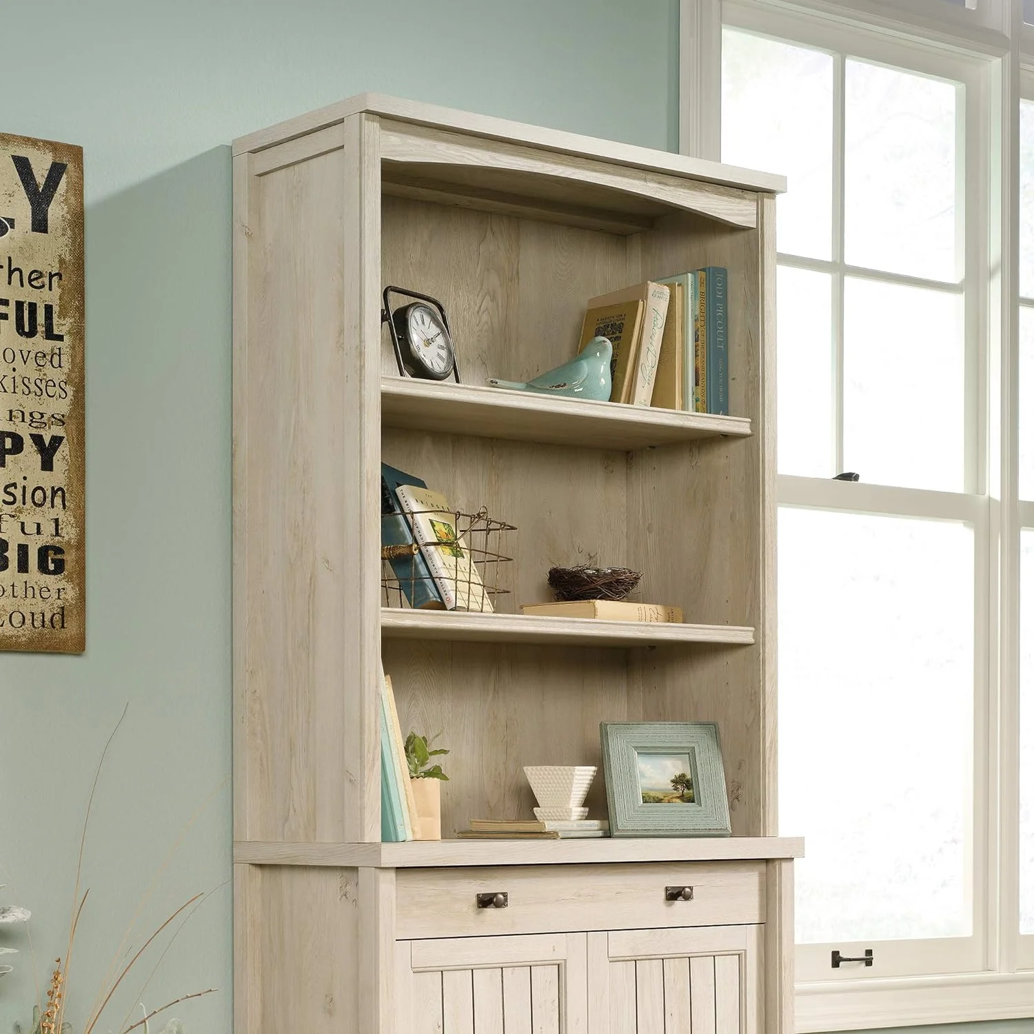 KUANGHENG Costa Library Hutch, Chalked Chestnut finish