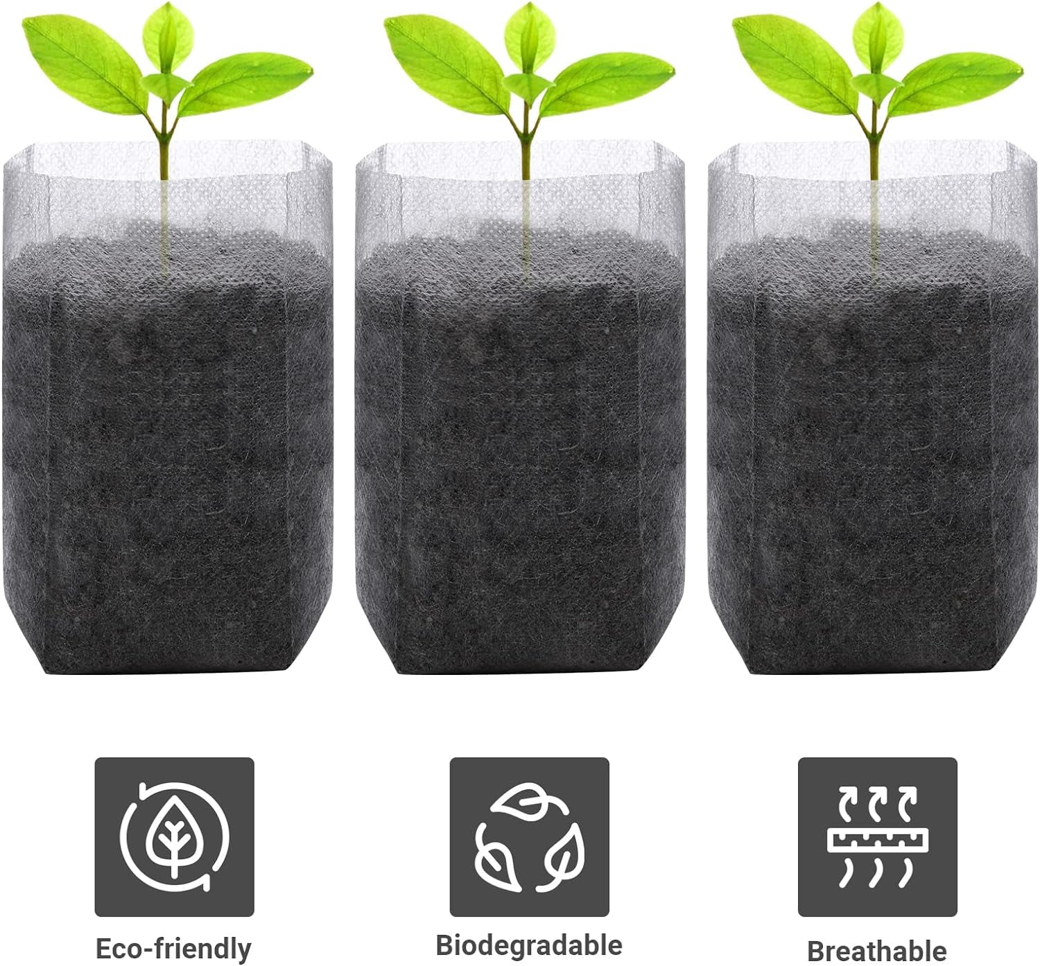 100 PCS Nursery Bags, Biodegradable Non-Woven Nursery Bags, 5.5 