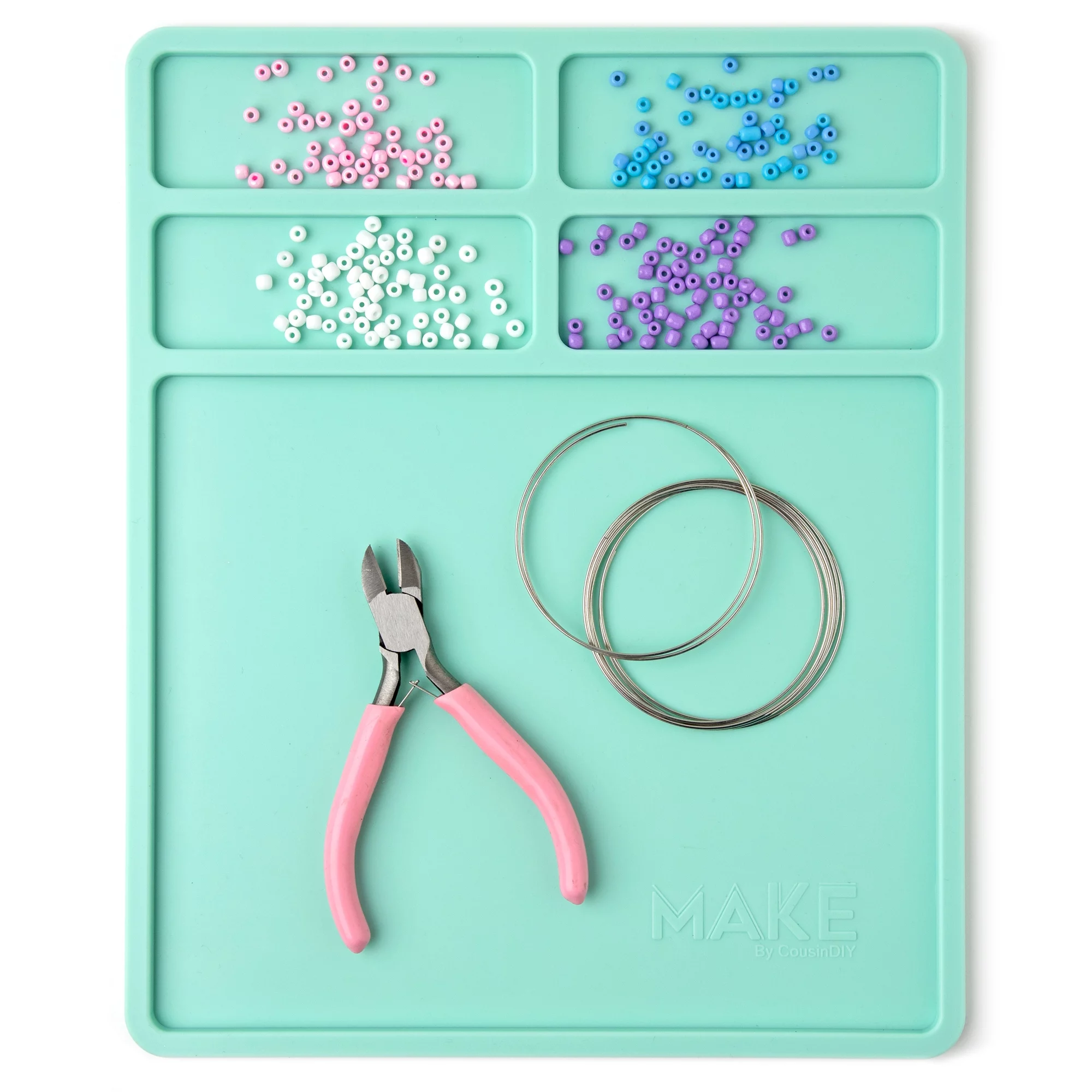 Cousin DIY Silicone Bead and Crafting Mat with Recessed Compartments, Teal Blue, 1 Piece