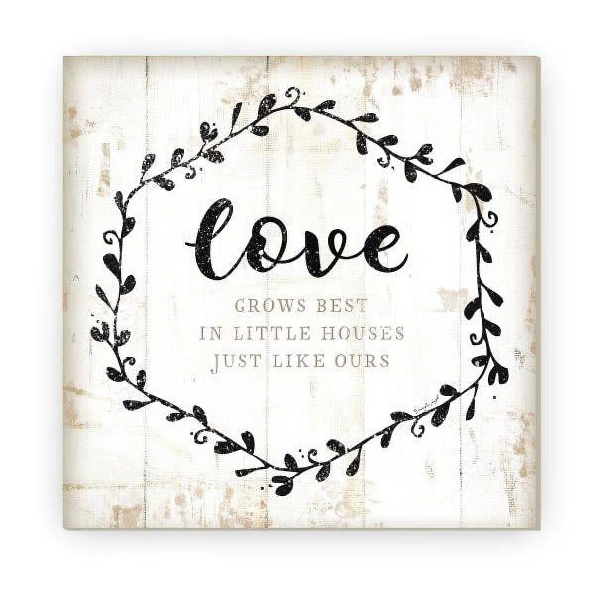 Love Grows Best In Little Houses Framed Wood Farmhouse Wall Sign 12x12 (Unframed)