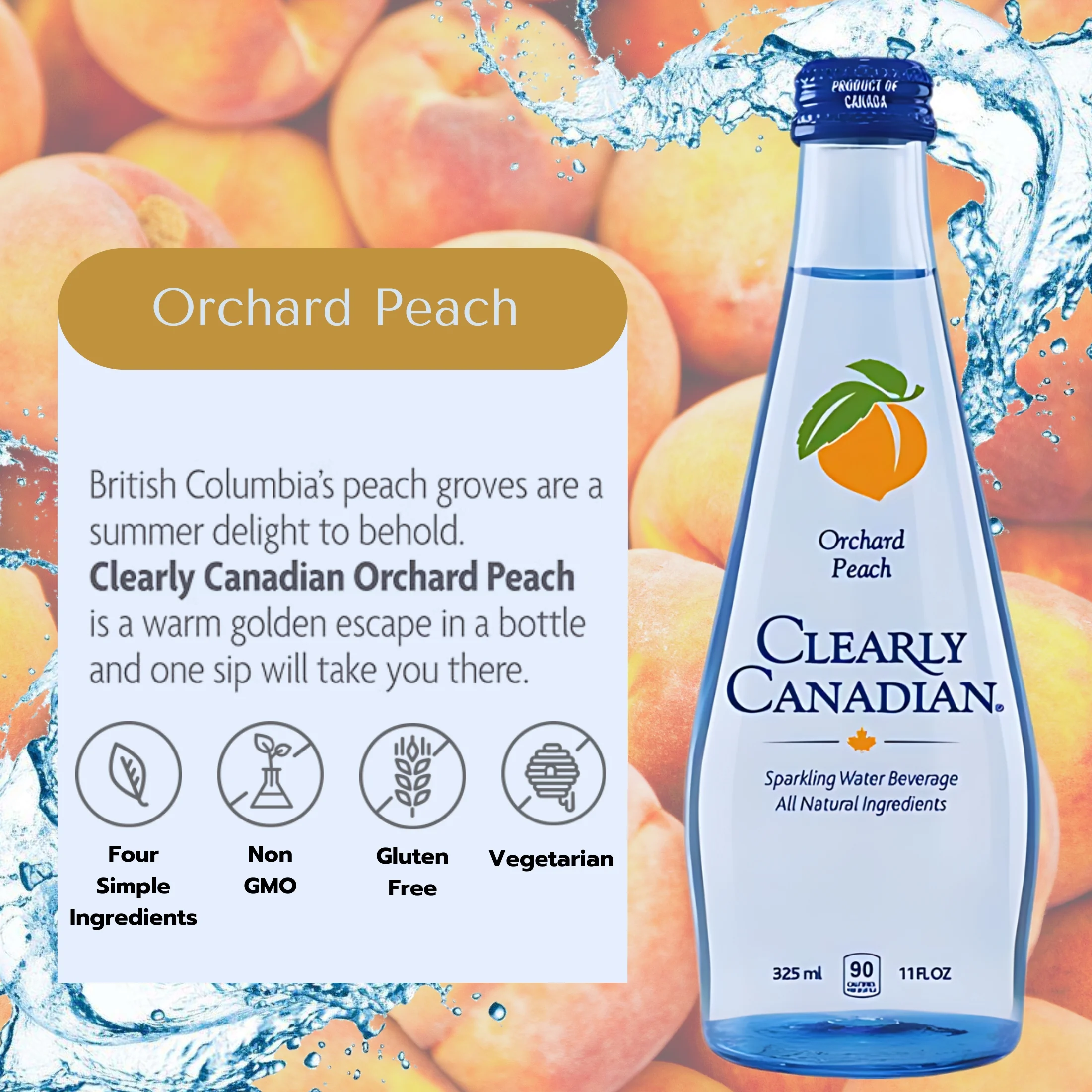 (12) Clearly Canadian Sparkling Water Beverage, 11 Fl oz Variety Pack Naturally Flavored Drinks 3 Bottles Each Mountain Blackberry Country Raspberry Orchard Peach Wild Cherry & CUSTOM Storage Carrier