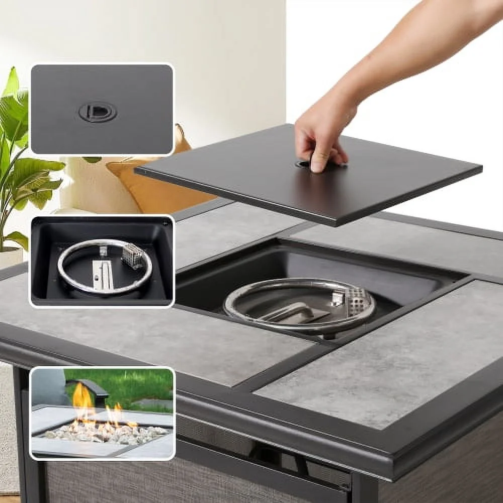 Buumin 37 Inch Outdoor Gas Fire Pit, 46,000 BTU Steel Fire Table