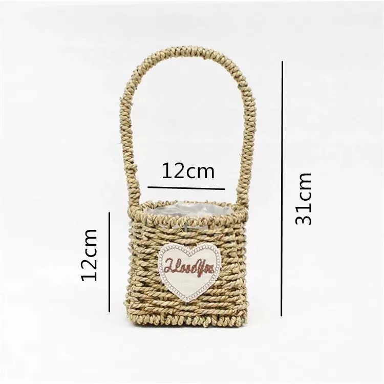 Flower Basket Straw Rattan Basket Flower Arrangement Wall Flower Pots Green Plants Succulent Pots Rustic Rattan Flower Basket
