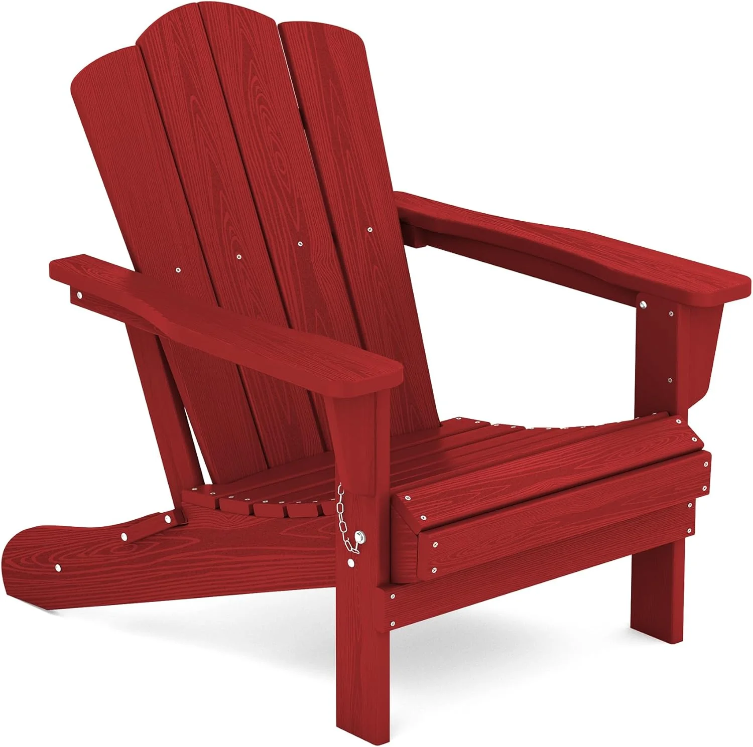 KINGYES Folding Adirondack Chair, HDPE Adirondack Chair for Adult- Red