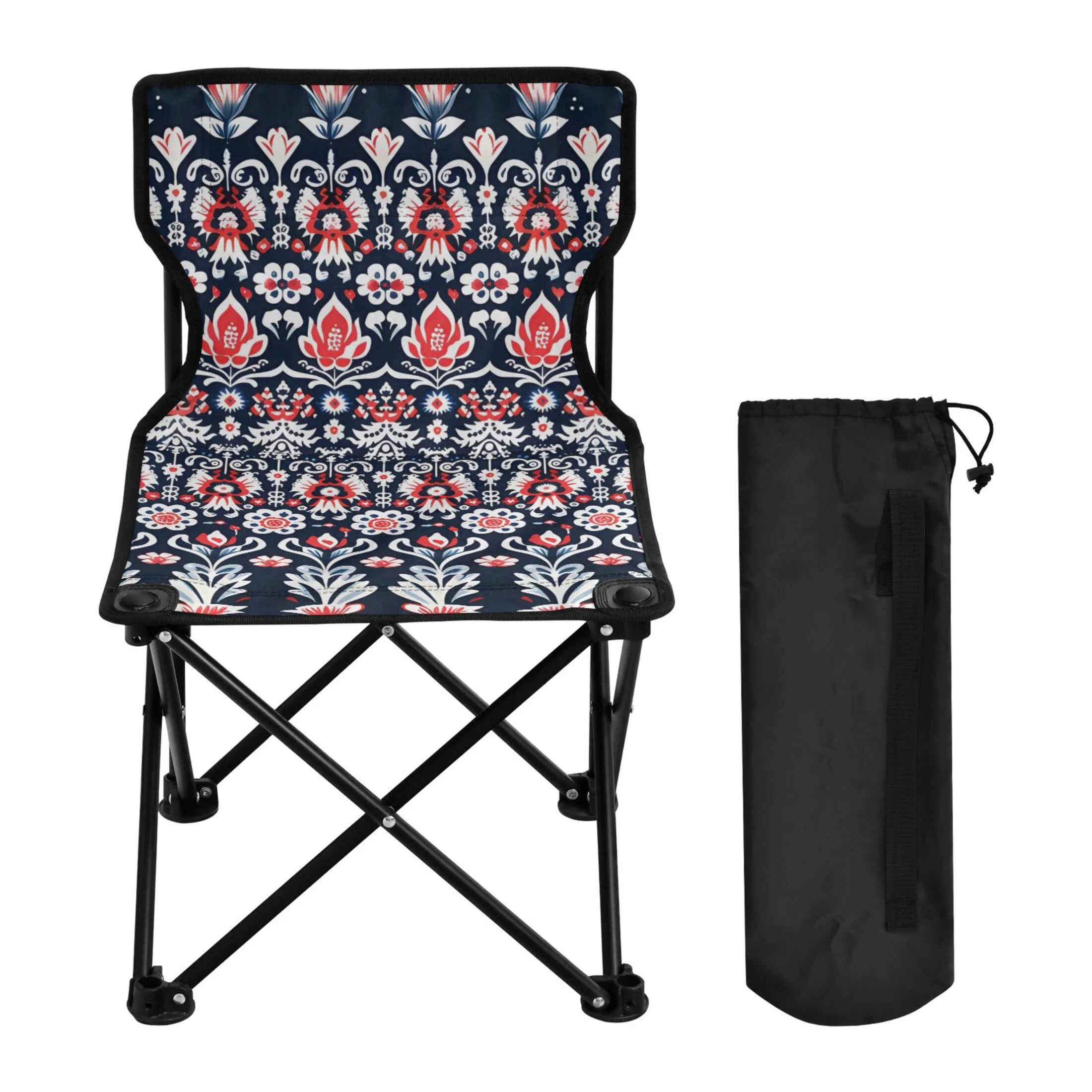 Bohomia Flowers Portable Camping Chair Small for Kids Outdoor Folding Beach Chair Fishing Chair Lawn Chair with Carry Bag