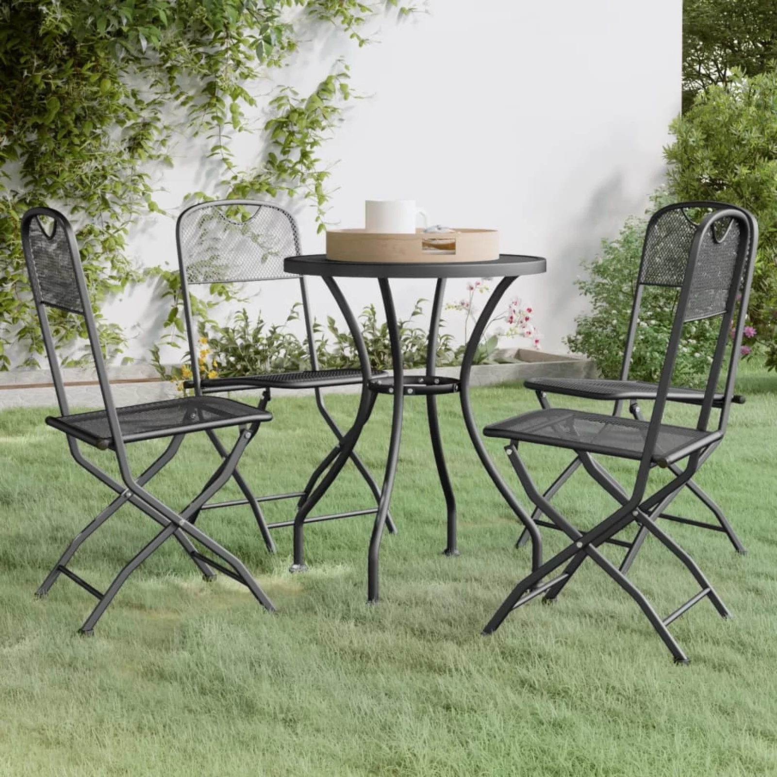 Aibecy 5 Piece Patio Dining Set Expanded Metal Mesh Anthracite