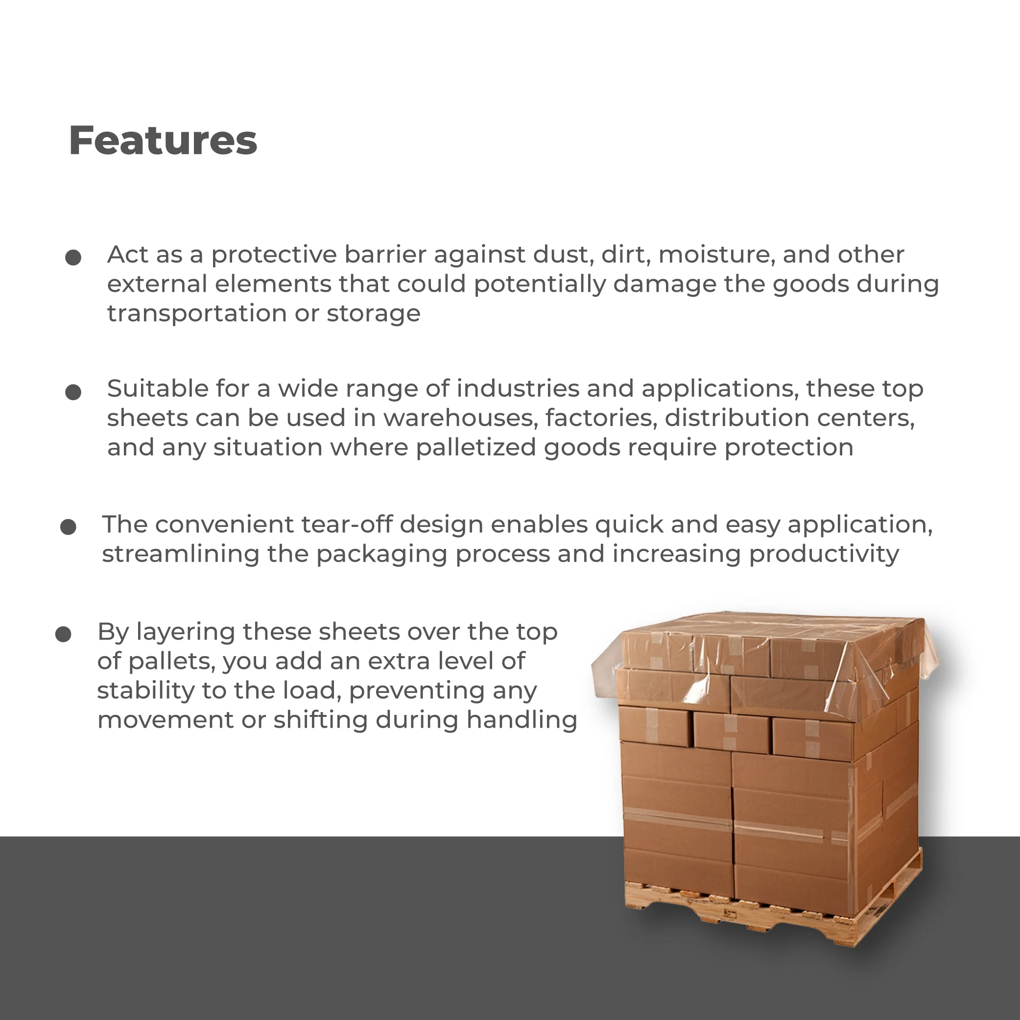 Plastic Pallet Top Sheets 36 x 96 Clear 150 Sheets/Roll 1.5 Mil Thick [Perforated Rolls]