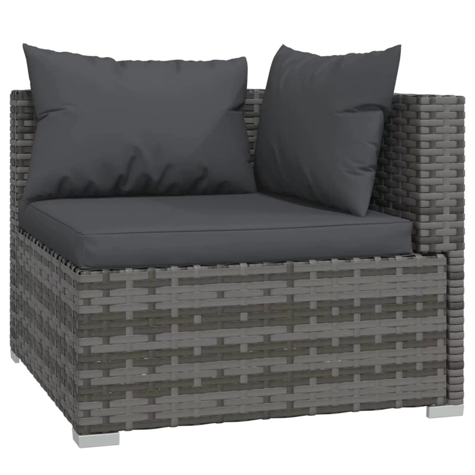 Walmeck 6 Piece Patio Set with Cushions Poly Rattan Gray