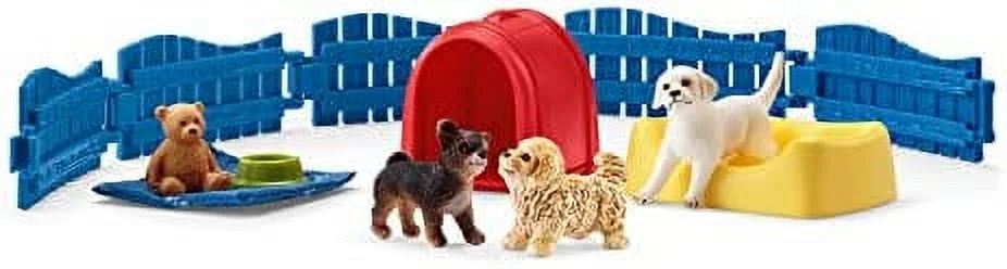 Schleich Farm World Puppy Pen 13-piece Educational Playset for Kids Ages 3-8