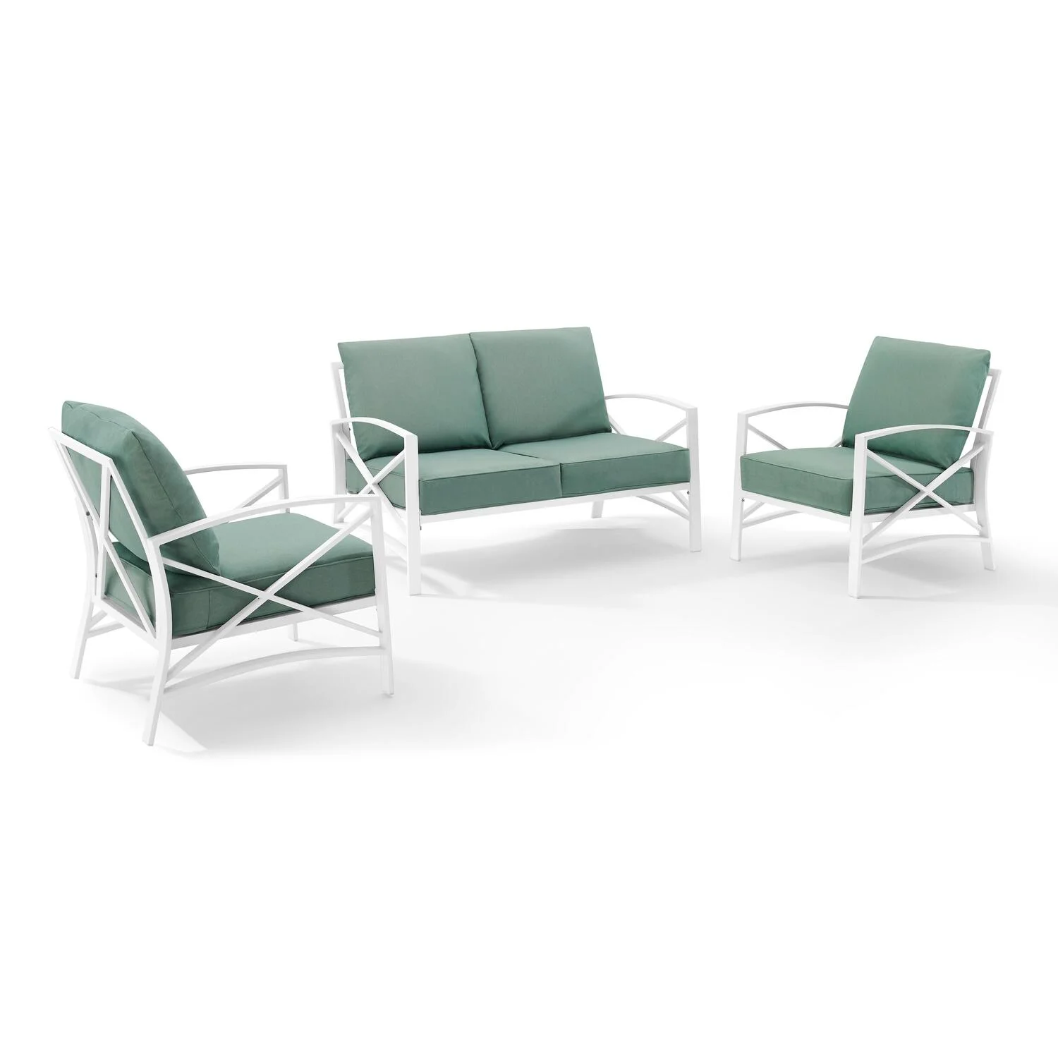 Maykoosh French Fabulous 3Pc Outdoor Metal Conversation Set Navy/White - Loveseat, Chair , & Coffee Table