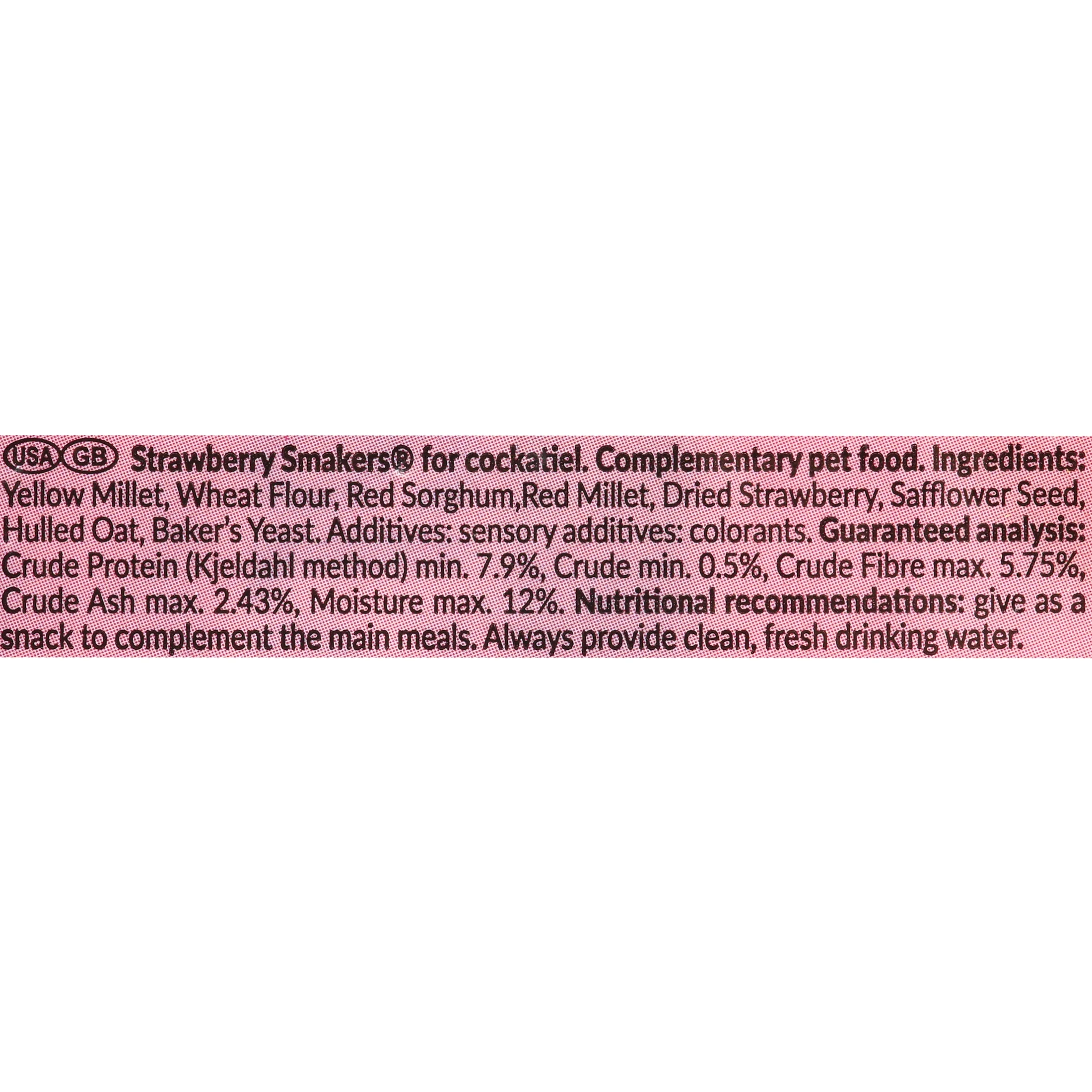 Smakers Bird Treat Sticks Strawberry 2count Cockatiel A&E