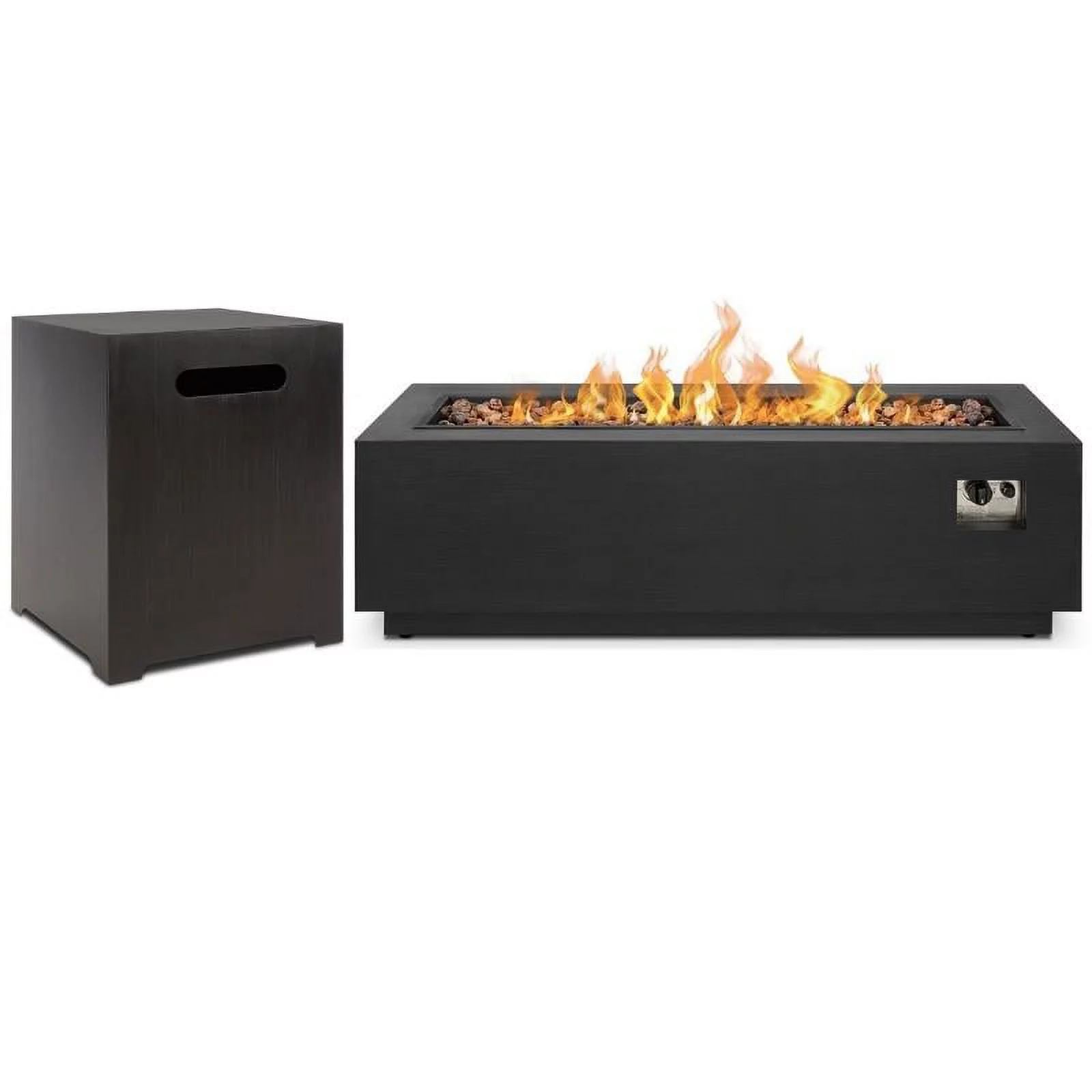 Home Square 2-Piece Set with Steel Propane Fire Pit and Tank Cover in Gray