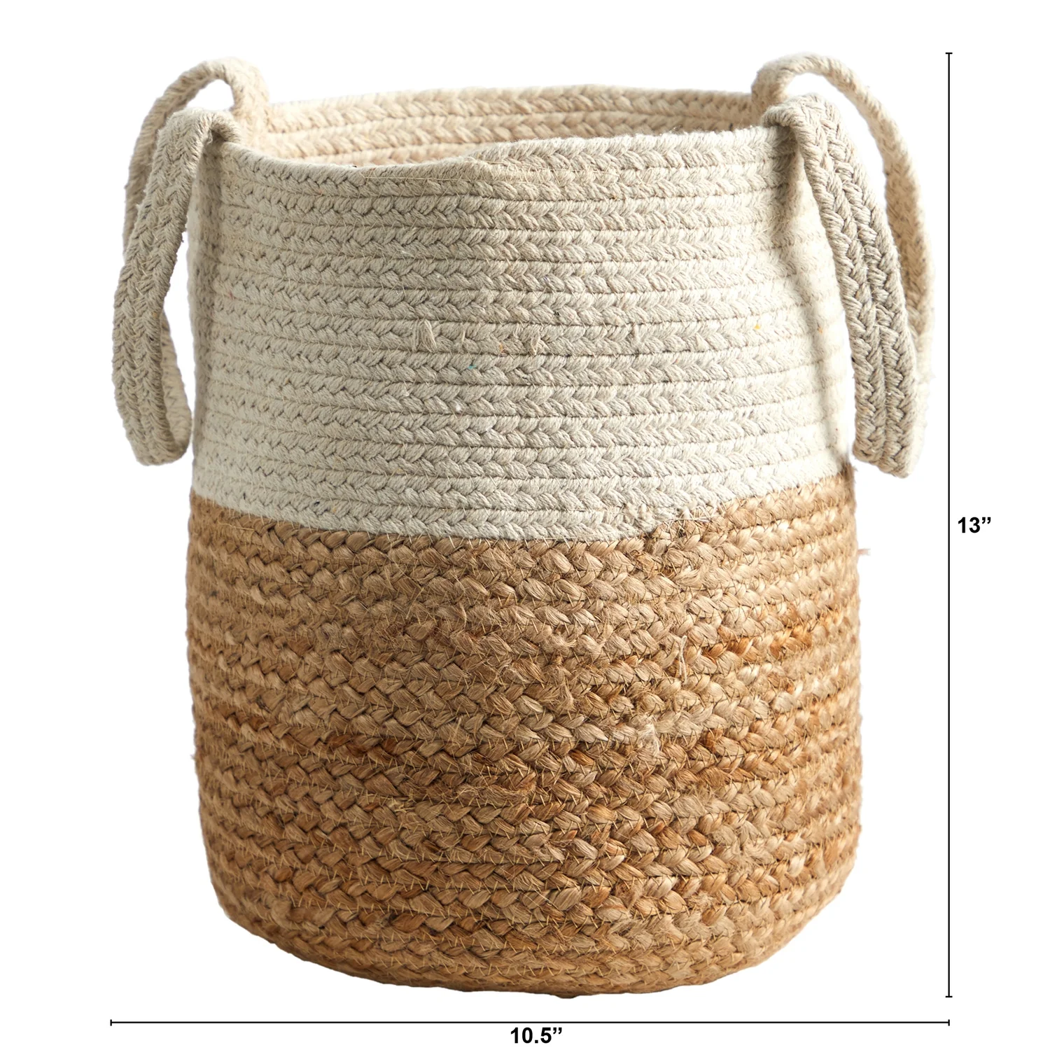 HomeStock Rustic Recluse 12.5In. Handmade Jute And Cotton Basket Planter