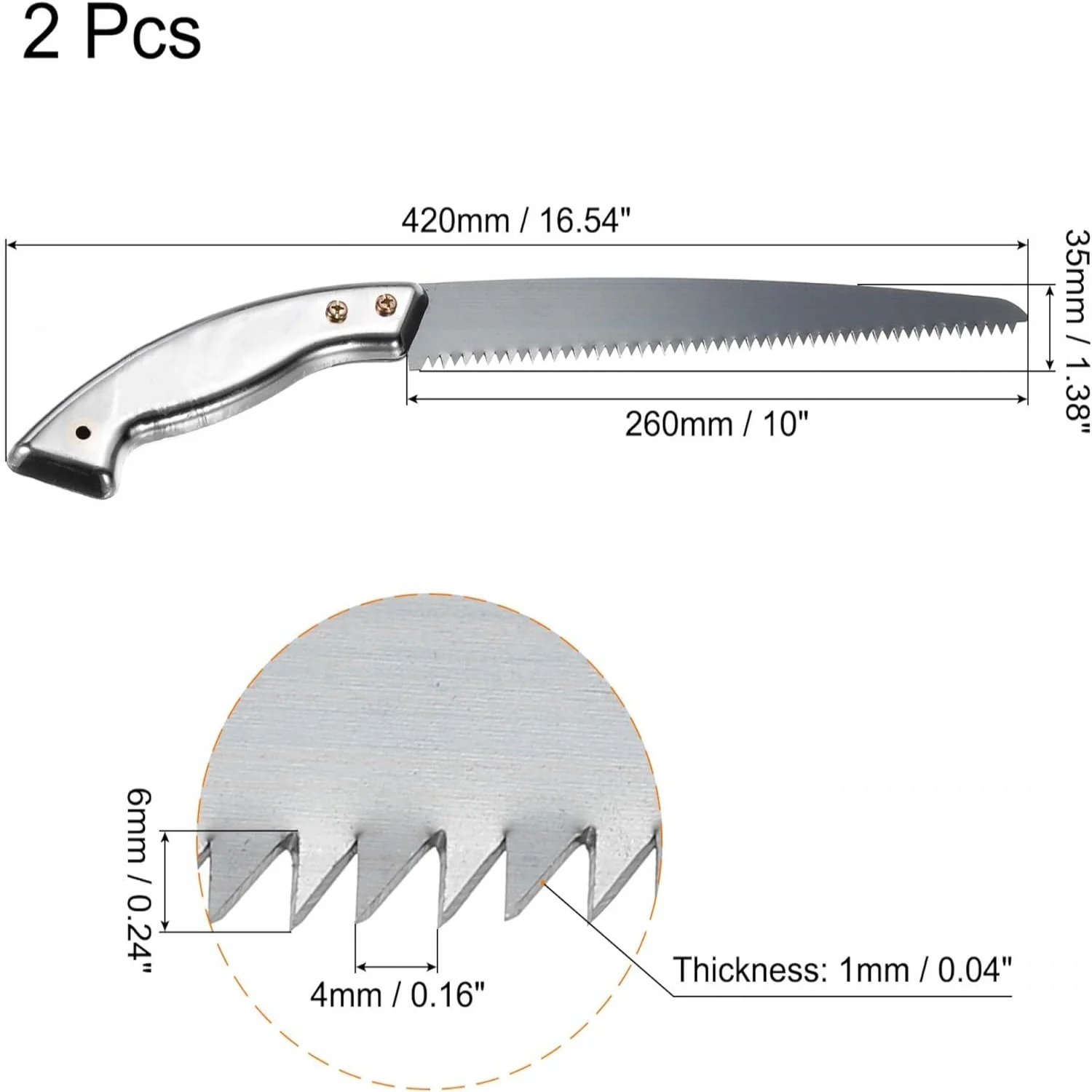 High Quality 10 Inch Straight Blade Hand Saw with Iron Handle for Camping  Gardening  and Woodcutting - Set of 2 Pruning Saws for Tree Branches Trimming and Outdoor Use