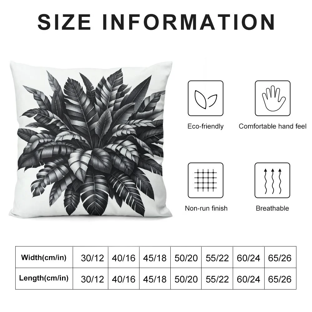 AWERP Black White Tropical Plants Monstera Leaf Areca Palm Banana Leaves 2-Piece Plush Pillowcase Set White